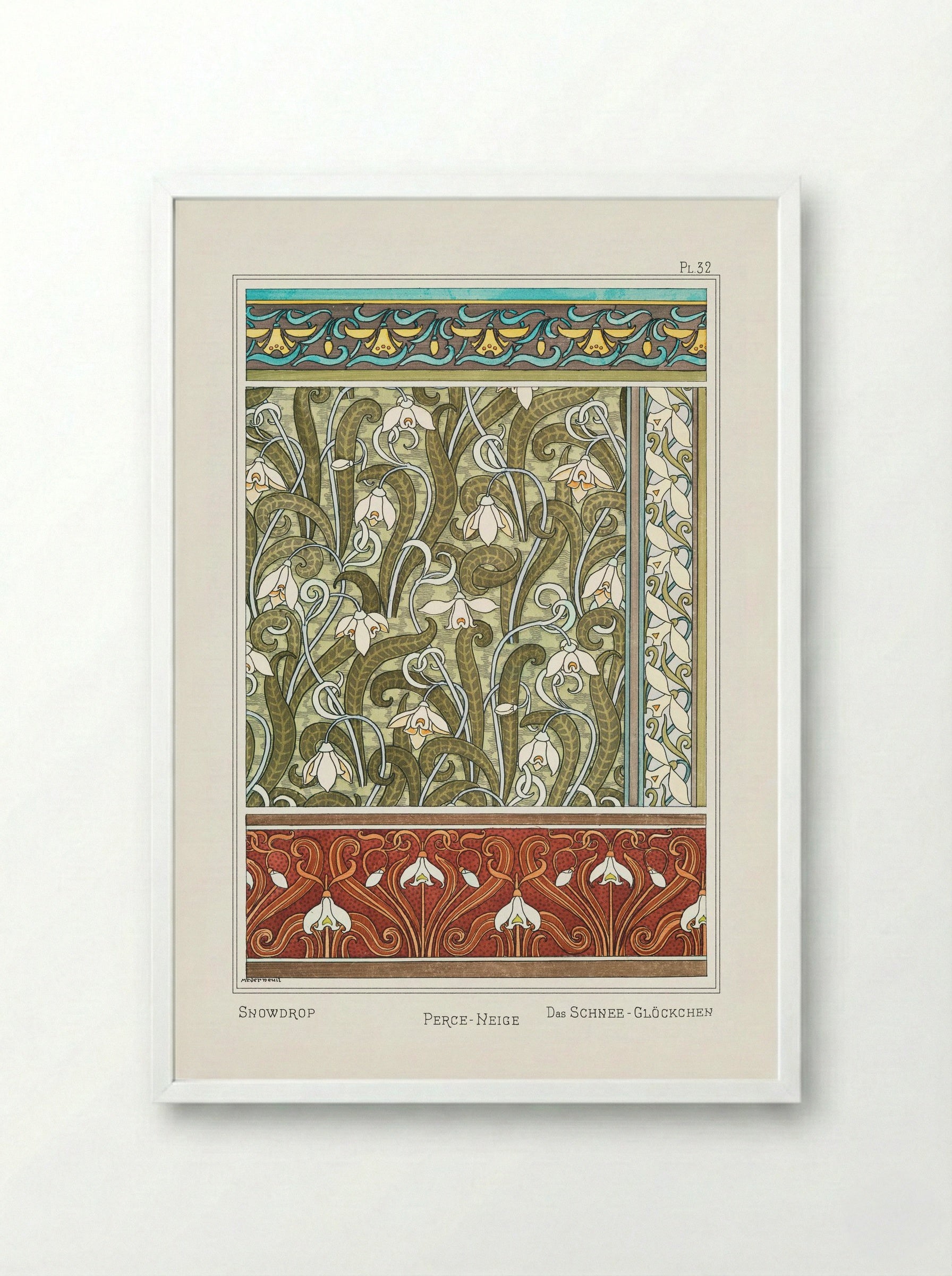 Perce-neige (Snowdrops) from La Plante et ses Applications ornementales - Maurice Pillard Verneuil - Framed Print White