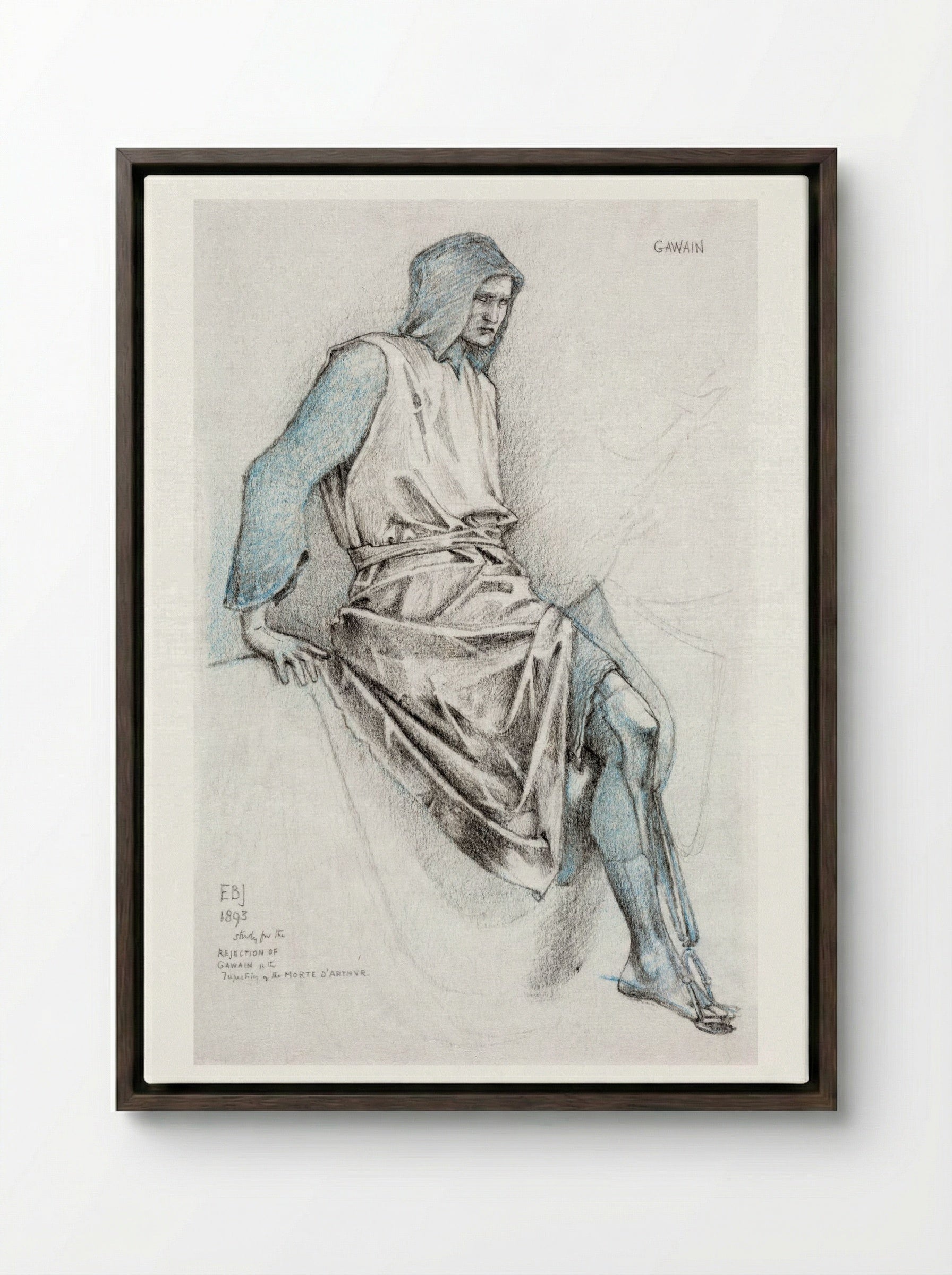 Study for 'The Failure of Gawaine' - Edward Burne-Jones - Framed Canvas Dark Wood