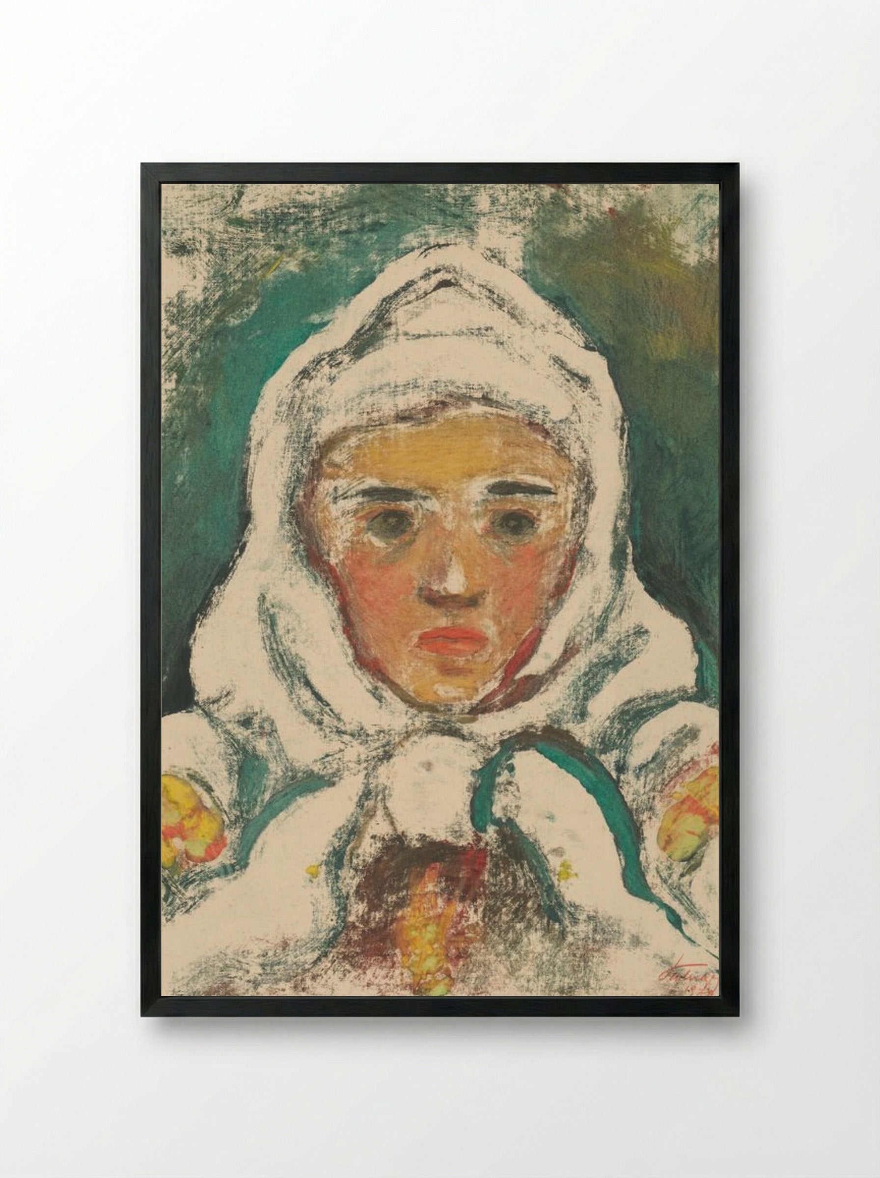 The Head of a Villager - Zolo Palugyay - Framed Print Black