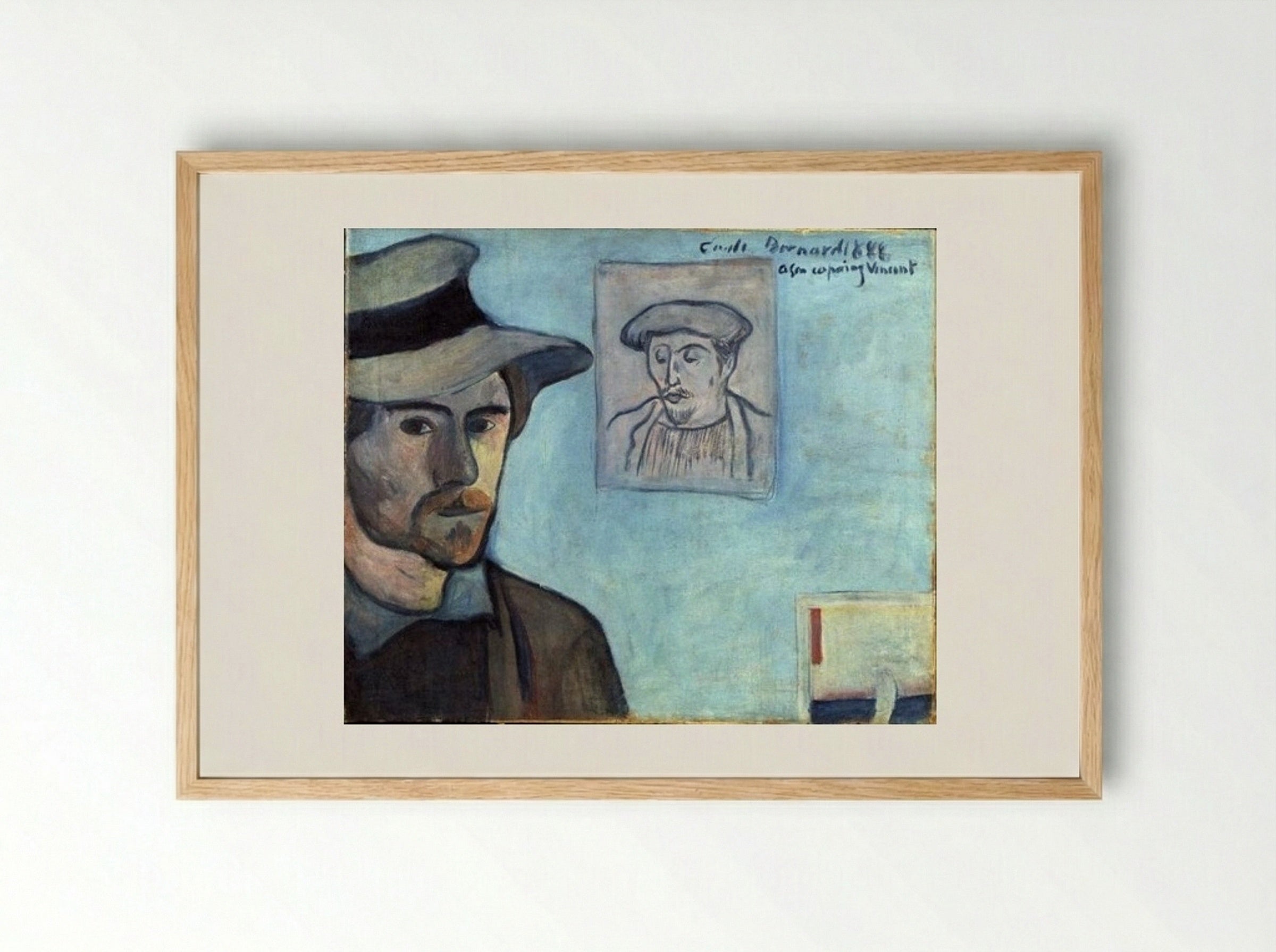 Self-Portrait with Portrait of Gauguin - Émile Bernard - Framed Print Wood
