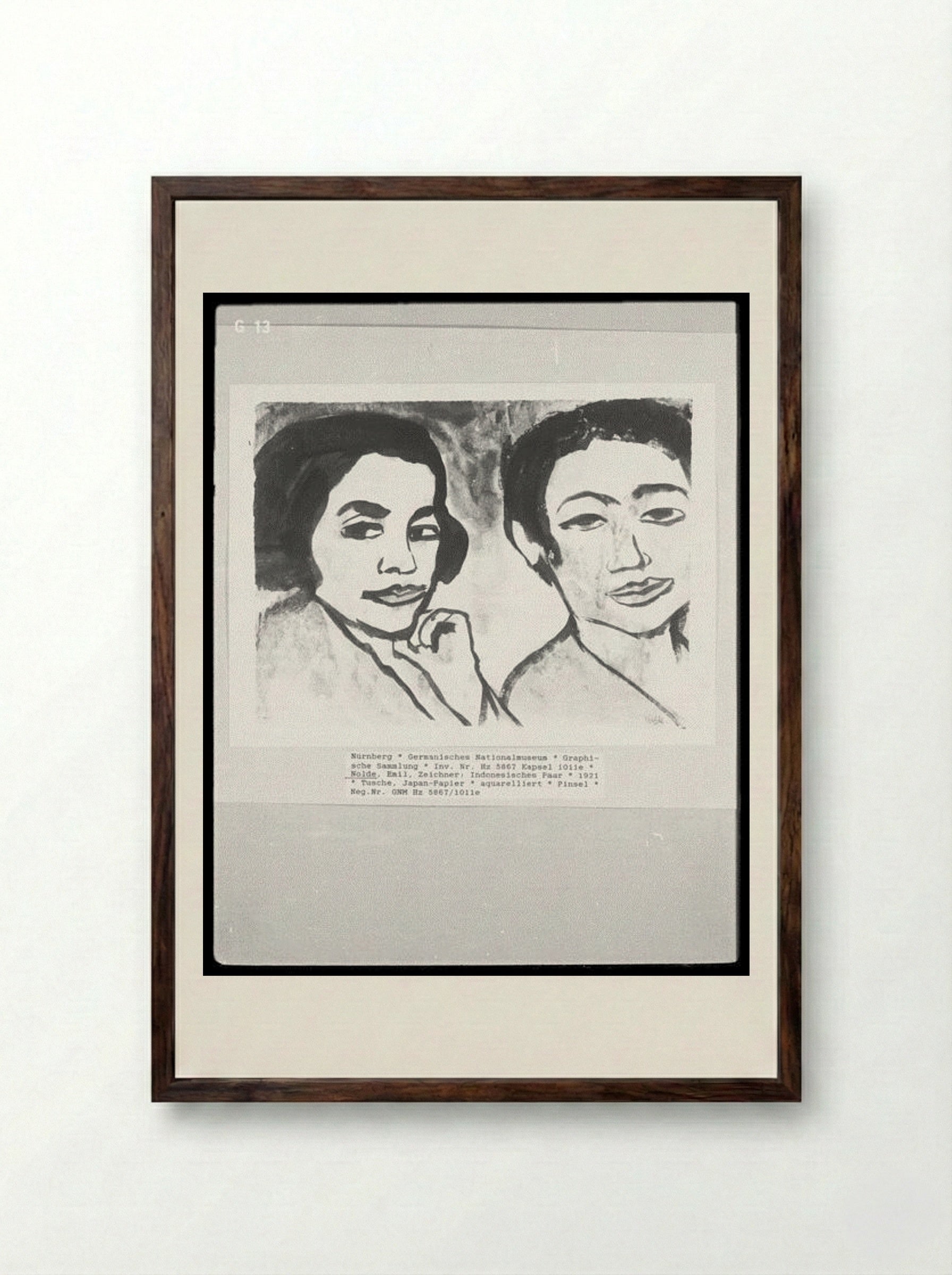 Indonesisches Paar (Indonesian Couple) - Emil Nolde - Framed Print Dark Wood