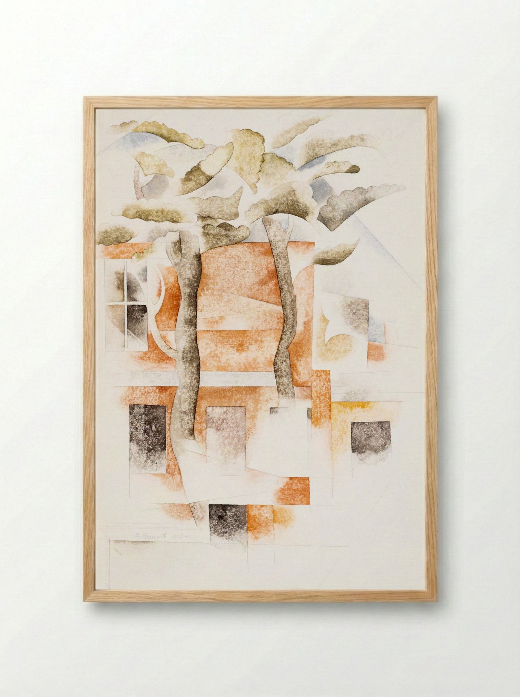 Bermuda Houses Seen Through Trees - Charles Demuth - Framed Print Wood