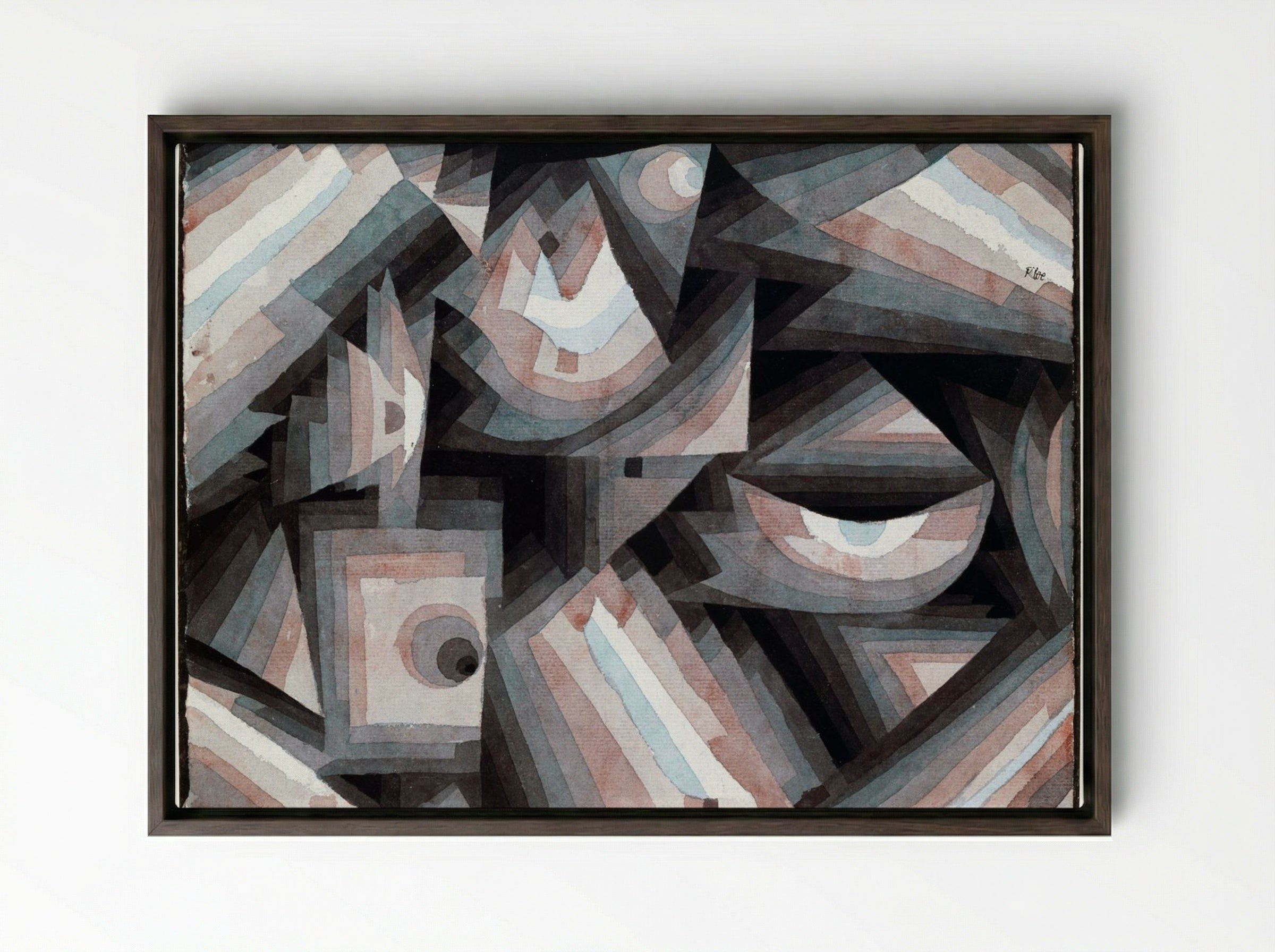 Crystal Gradation - Paul Klee - Framed Canvas Dark Wood