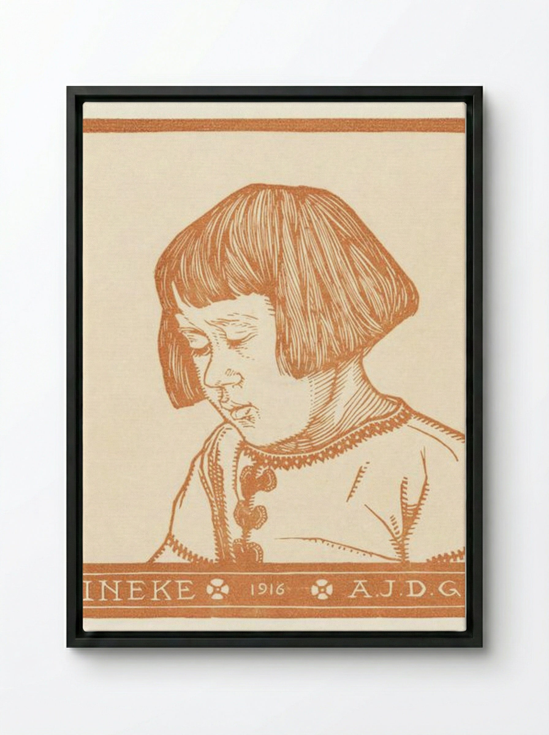 Portrait of Ineke Broekman - Julie de Graag - Framed Canvas Black