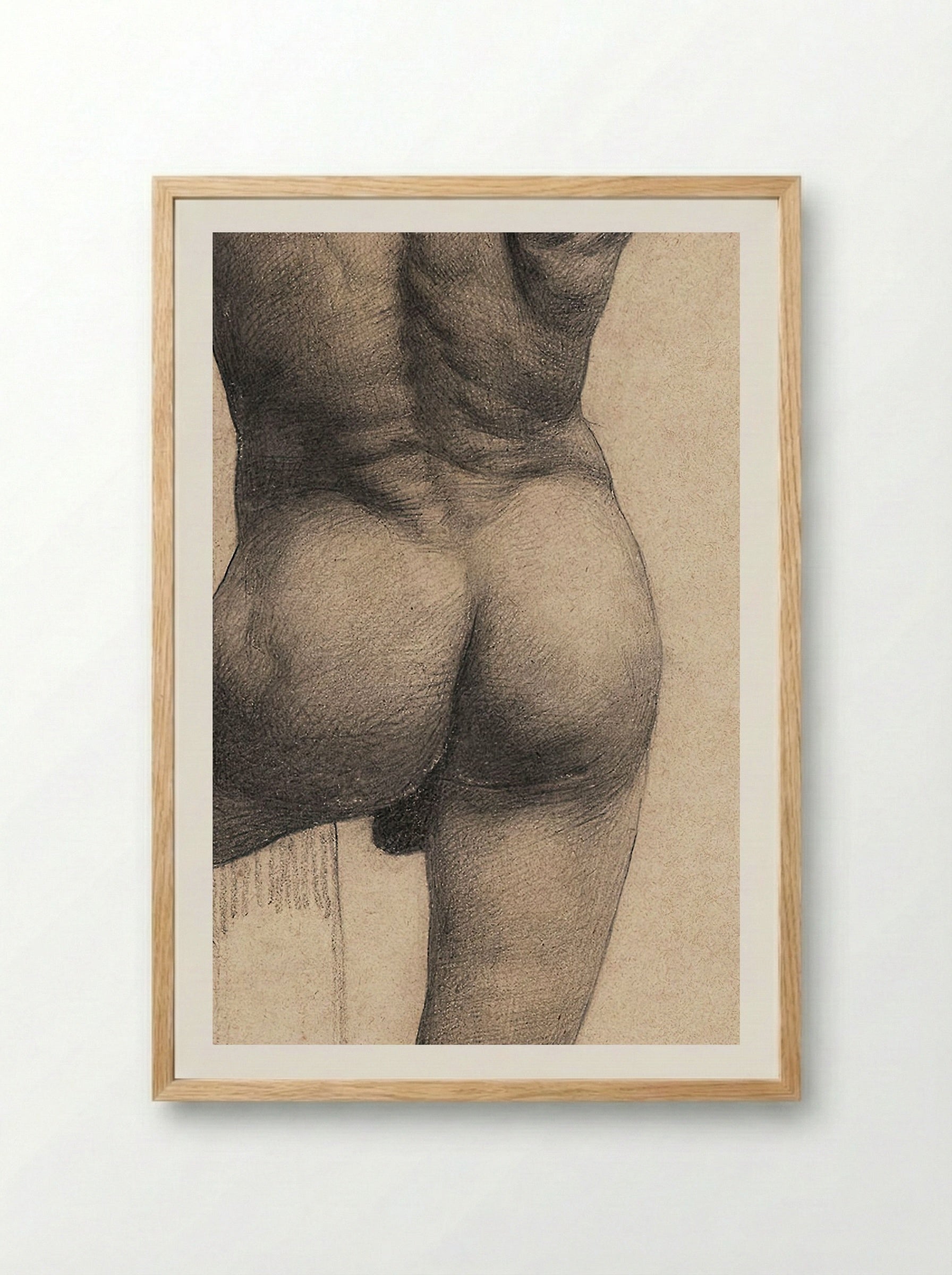 Male Nude with Left Foot on a Pedestal - Gustav Klimt - Framed Print Wood
