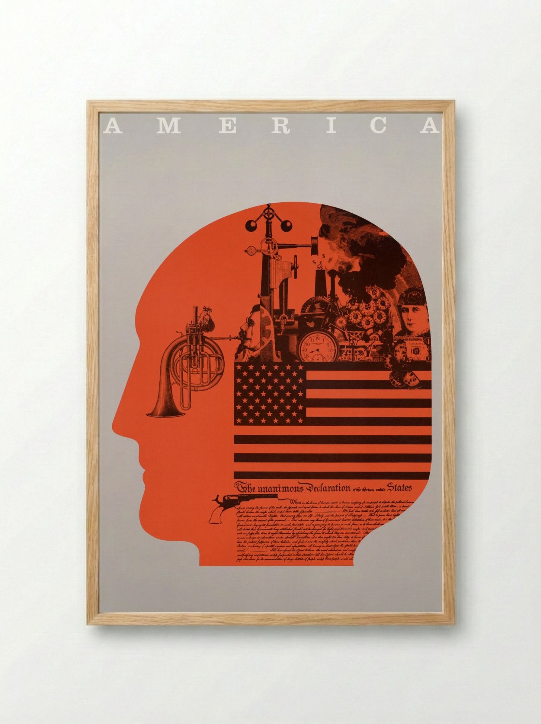 America: The Unanimous Declaration of the Thirteen United States - Fine Art Print - Framed Print Wood