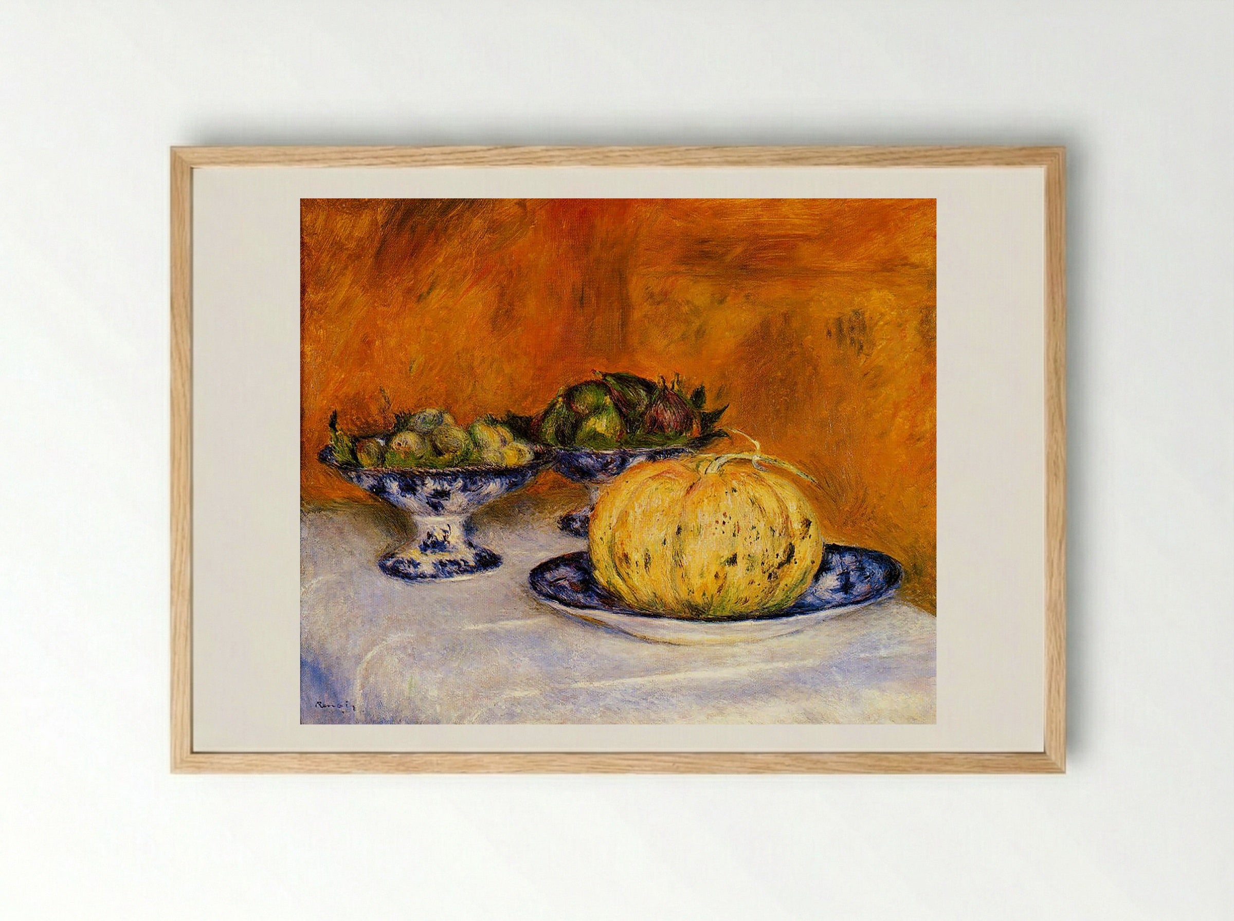 Still Life with Melon - Pierre-Auguste Renoir - Framed Print Wood