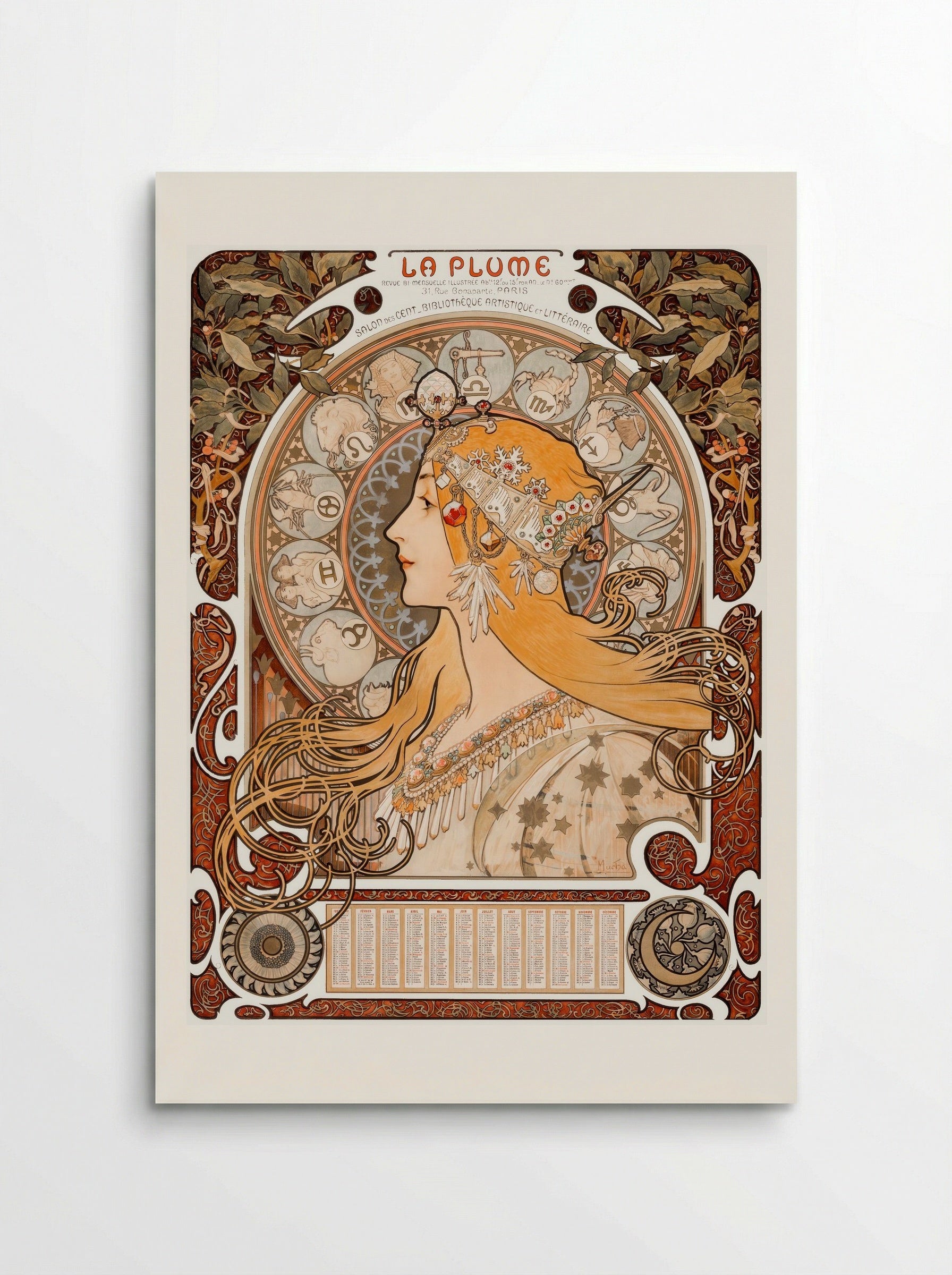 Zodiaque (La Plume) - Alphonse Mucha - Poster