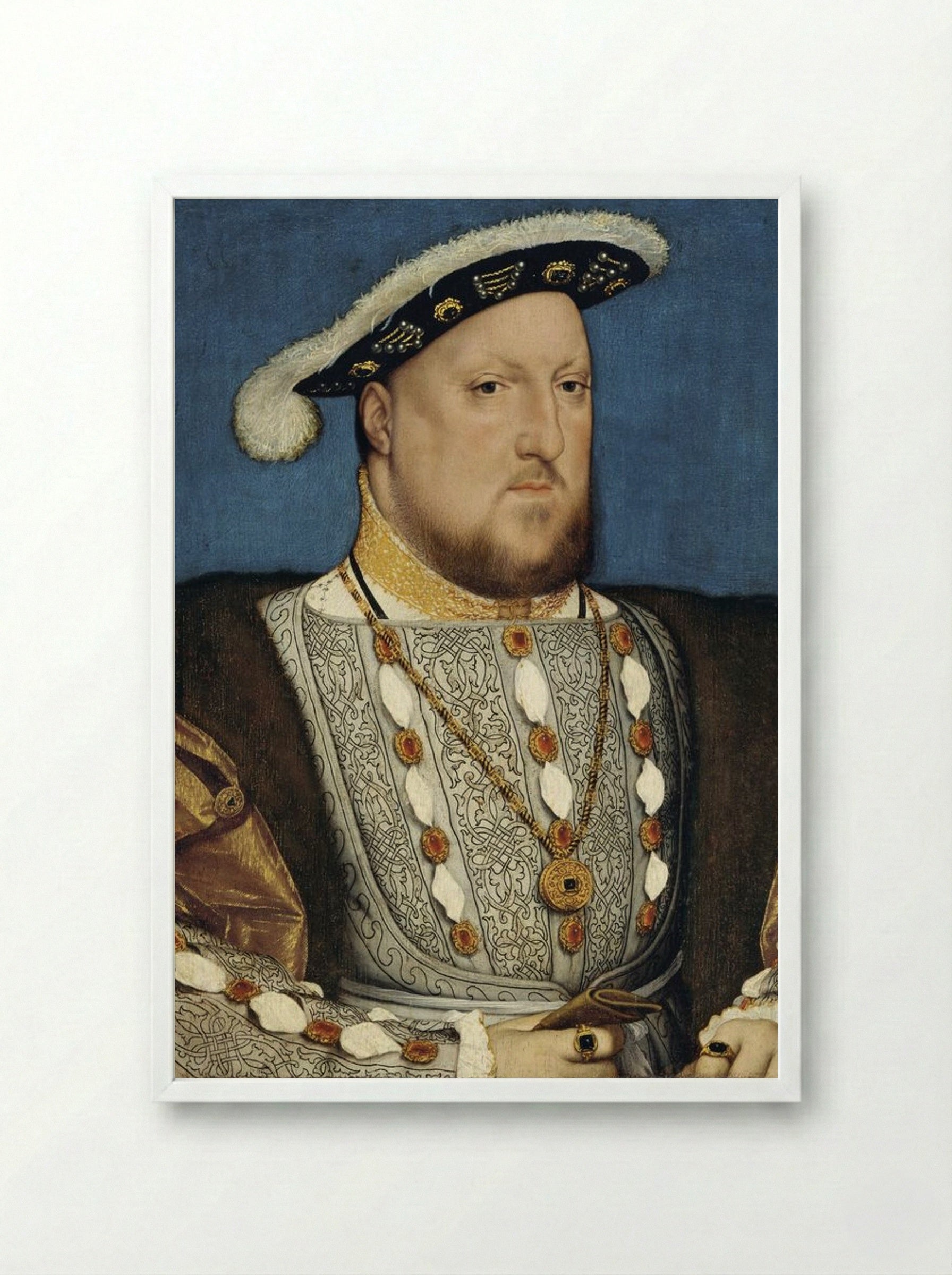 Portrait of Henry VIII of England - Hans Holbein the Younger - Framed Print White