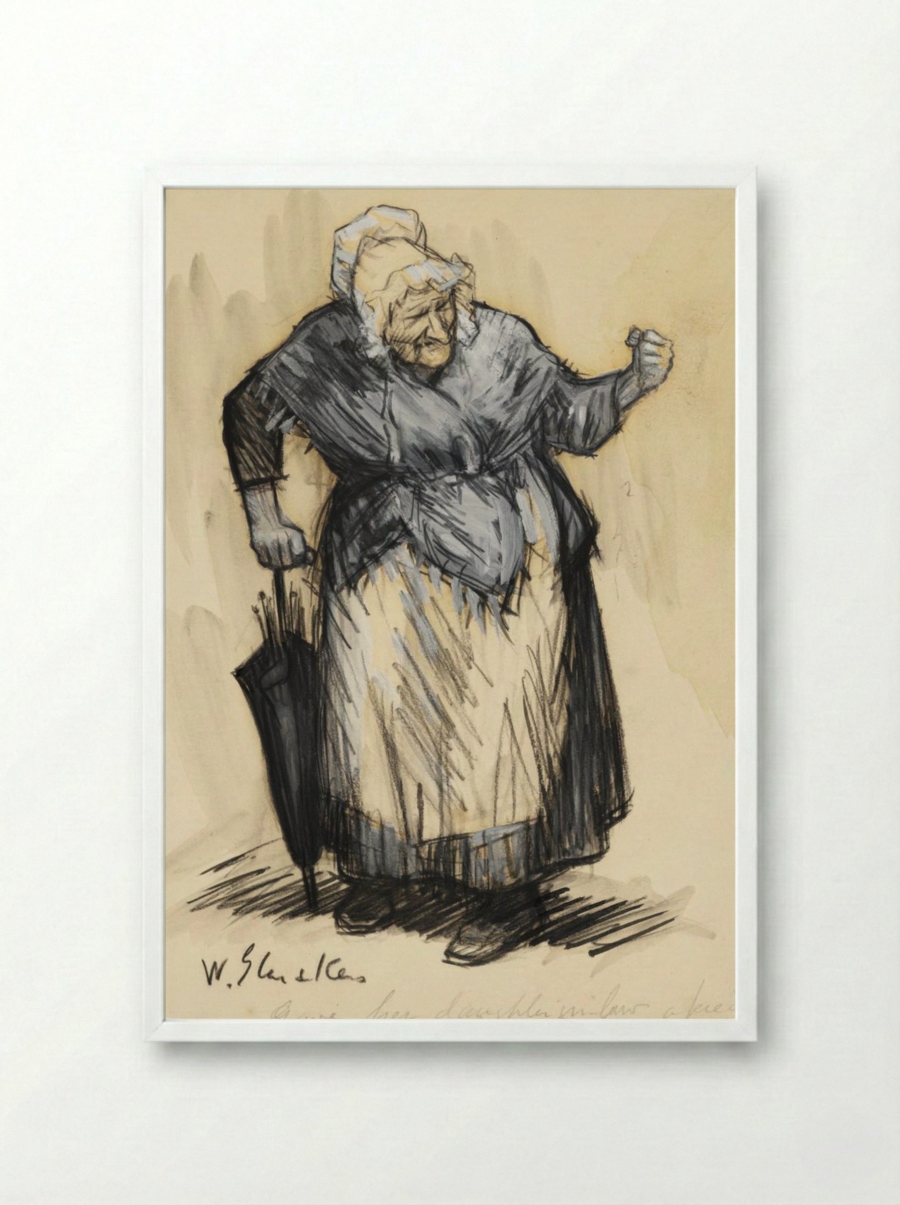She Gave Her Daughter-in-Law a Piece of Her Mind - William James Glackens - Framed Print White