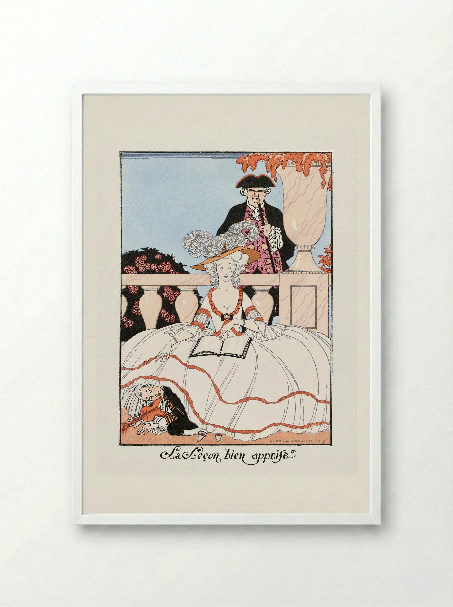 La Leçon bien apprise - George Barbier - Framed Print White