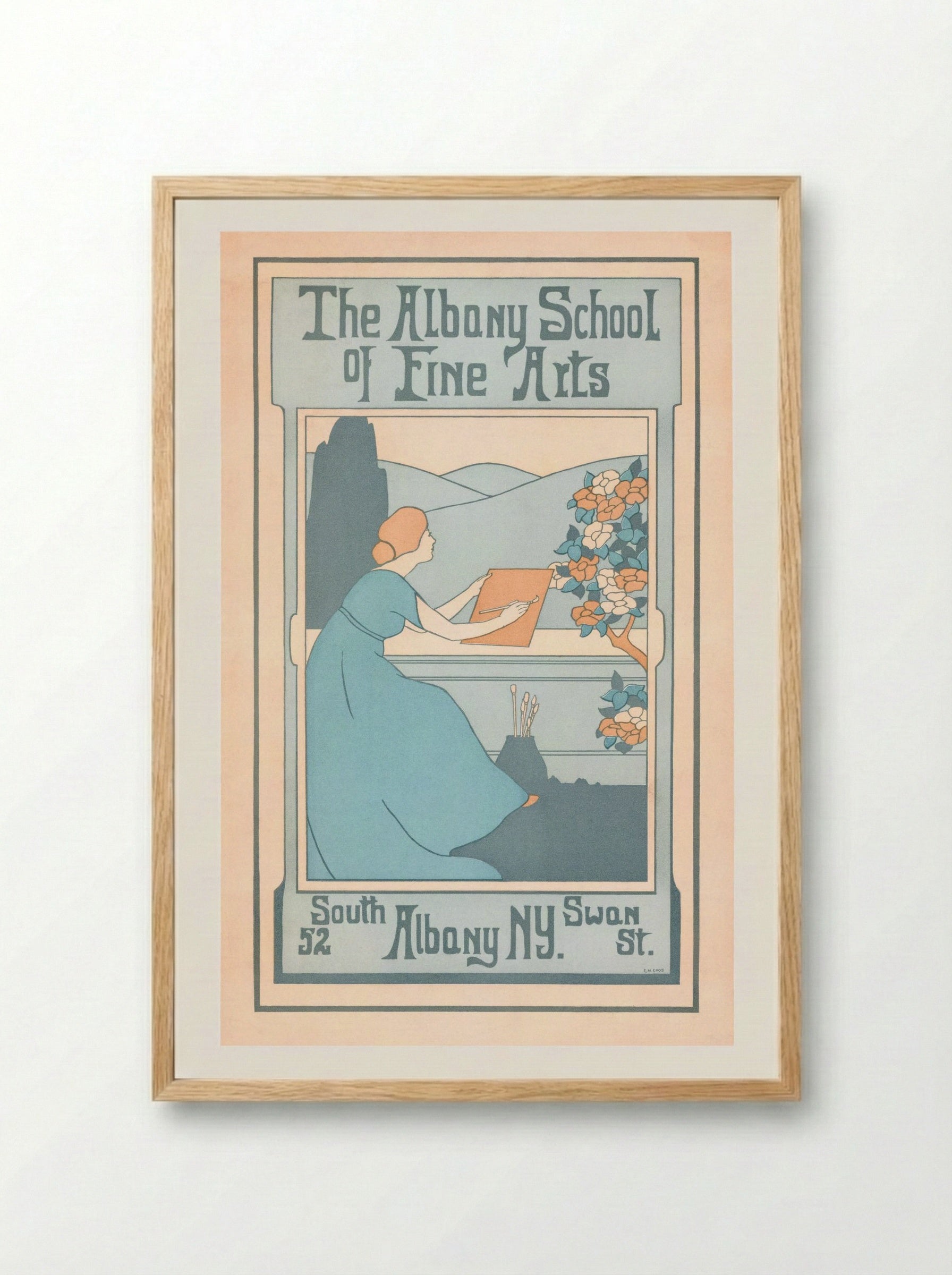 The Albany School of Fine Arts, 52 South Swan St., Albany, NY - E.M. Enos - Framed Print Wood