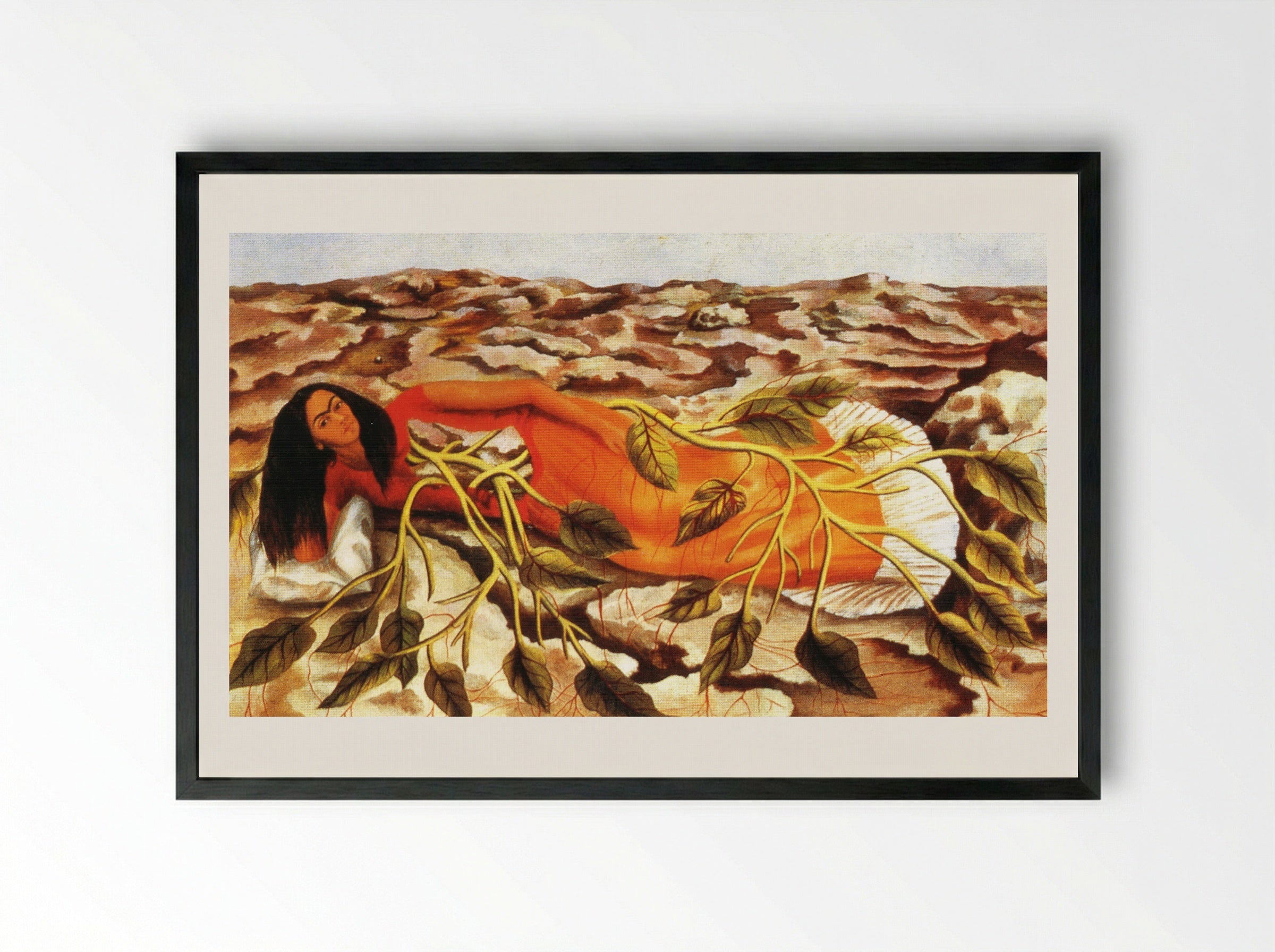 Roots - Frida Kahlo - Framed Print Black