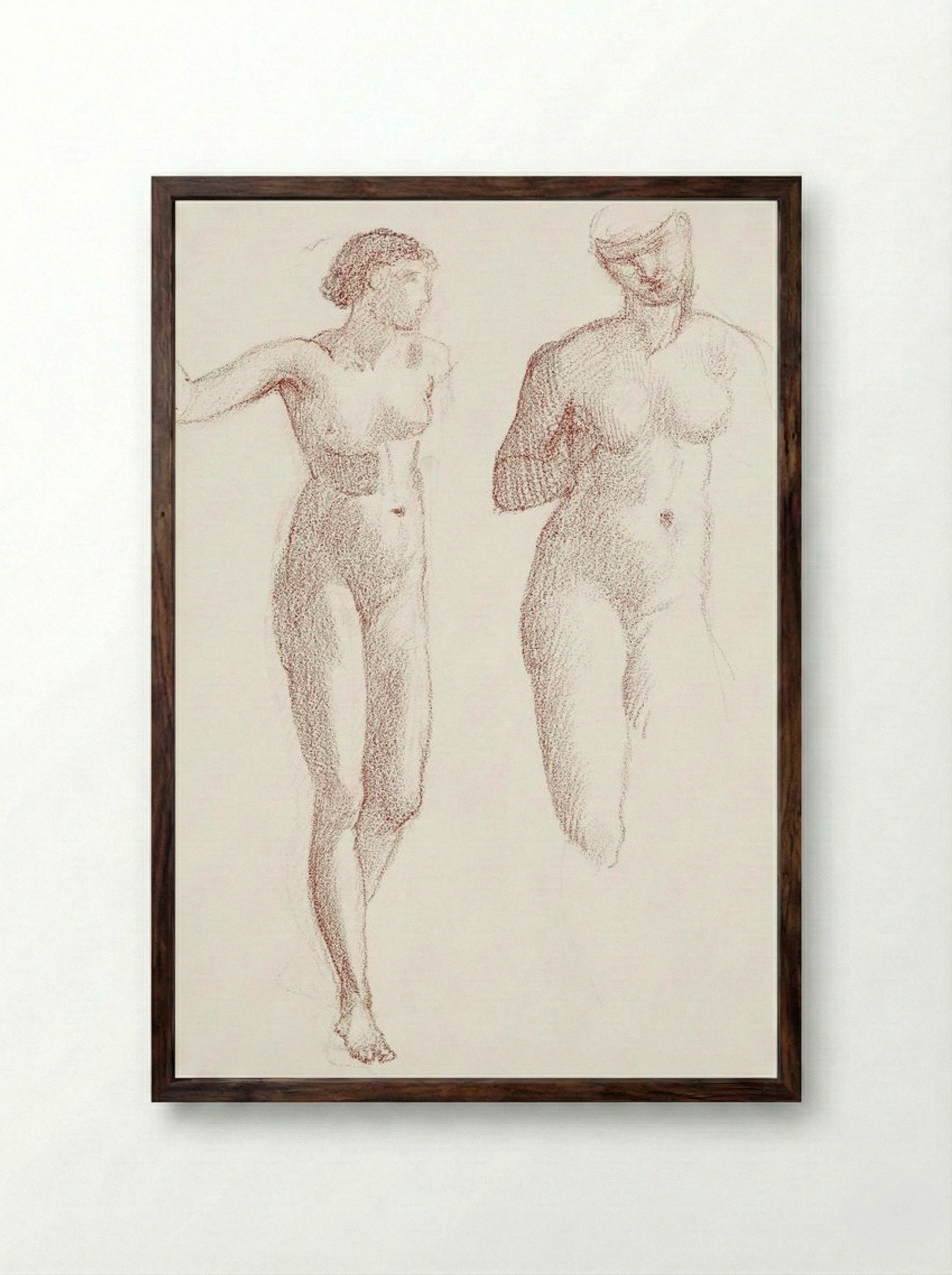 Cupid and Psyche - Female Nude - Two Studies - Edward Burne-Jones - Framed Print Dark Wood