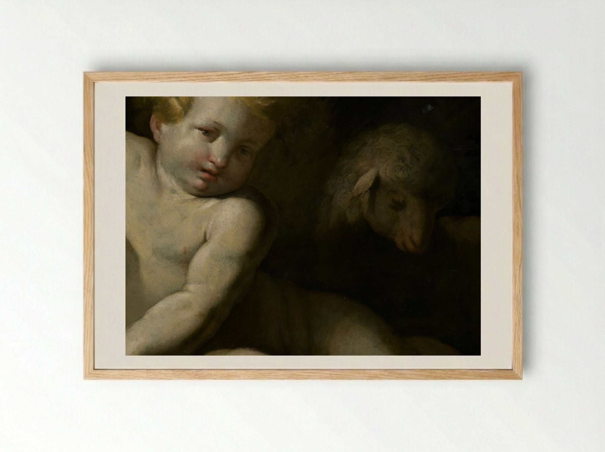 Ecce Agnus Dei (Infant Saint John the Baptist with Lamb) - Bartolomé Esteban Murillo - Framed Print Wood