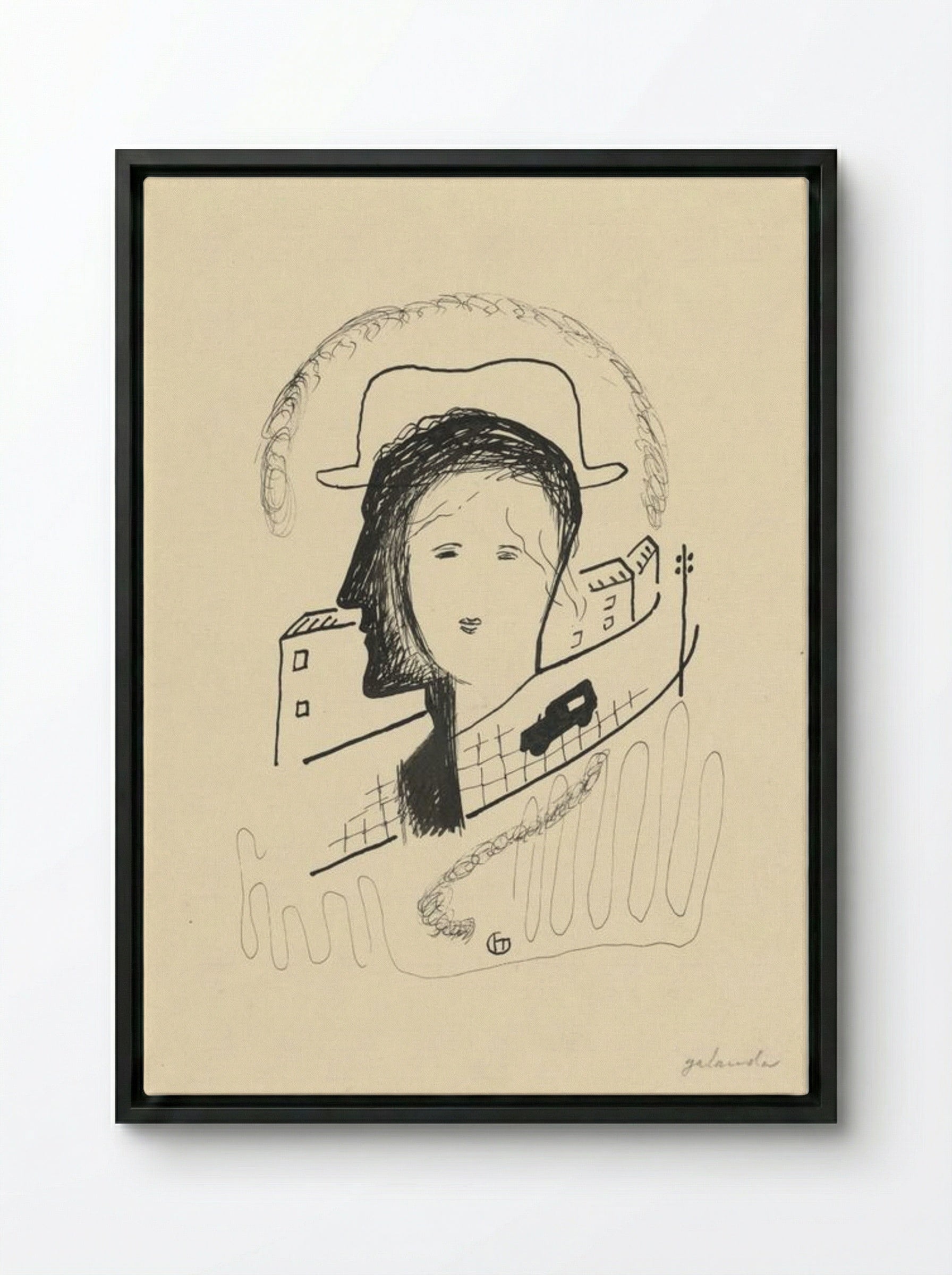 Couple in a Landscape - Mikuláš Galanda - Framed Canvas Black