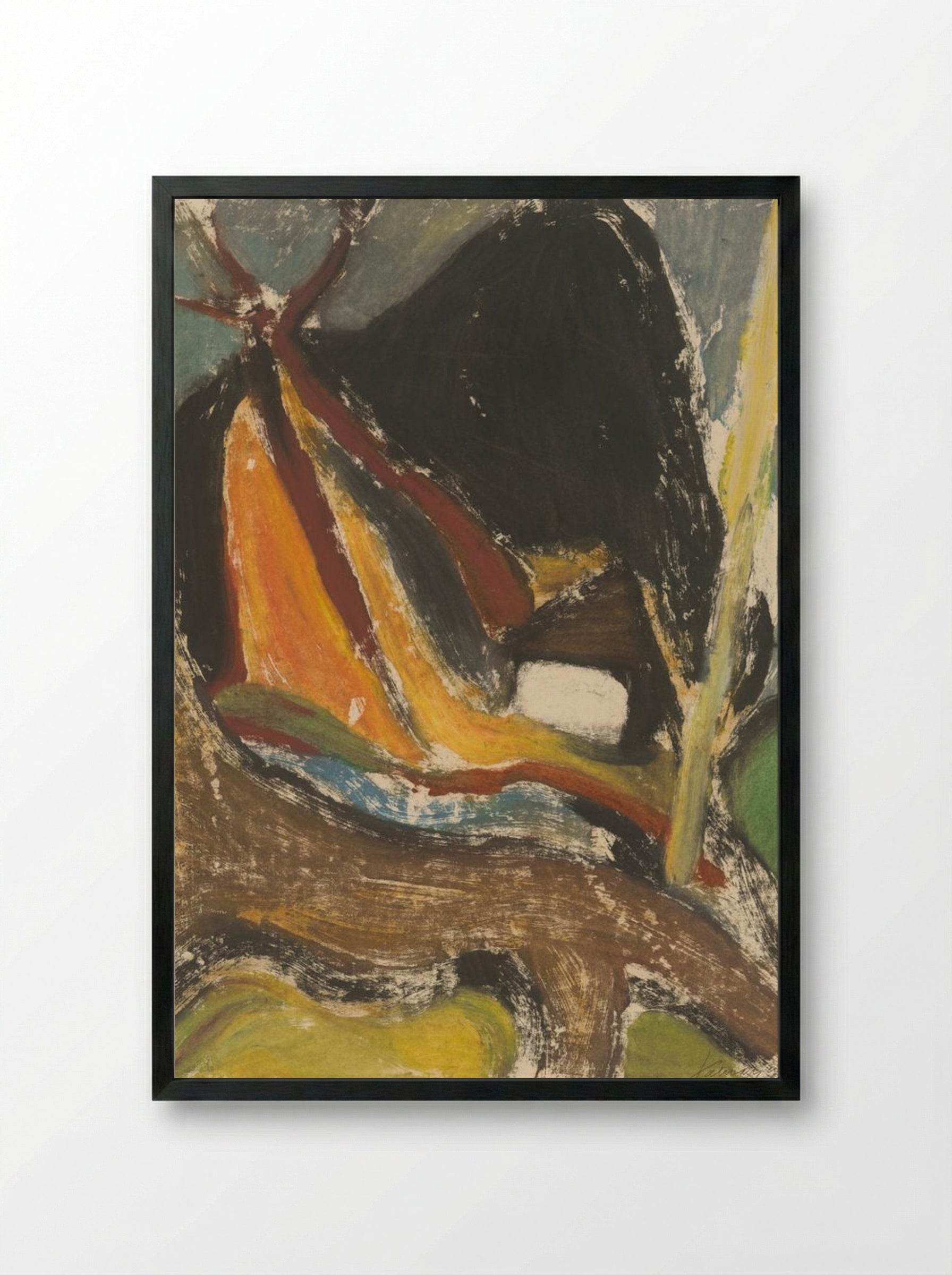 Cottage under the Mountain - Zolo Palugyay - Framed Print Black