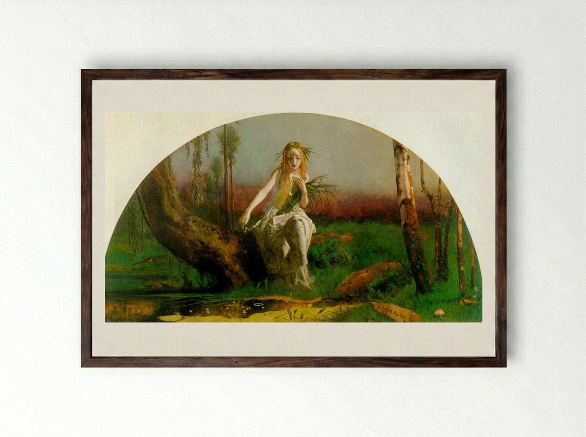 Ophelia - Arthur Hughes - Framed Print Dark Wood