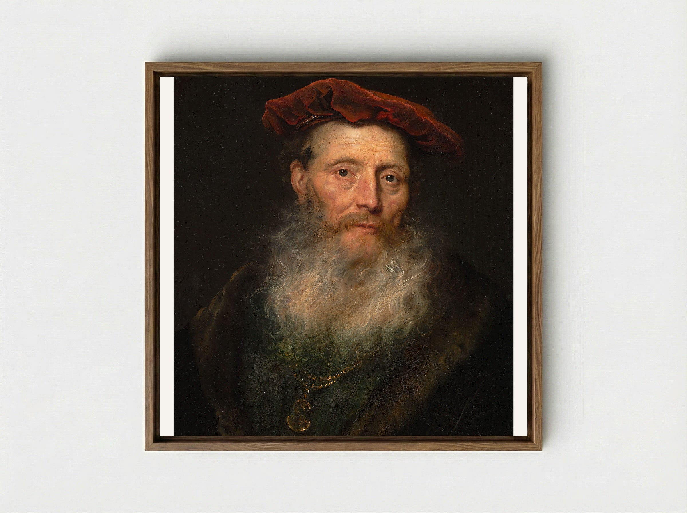 Bearded Man with a Velvet Cap - Govert Flinck - Framed Canvas Wood