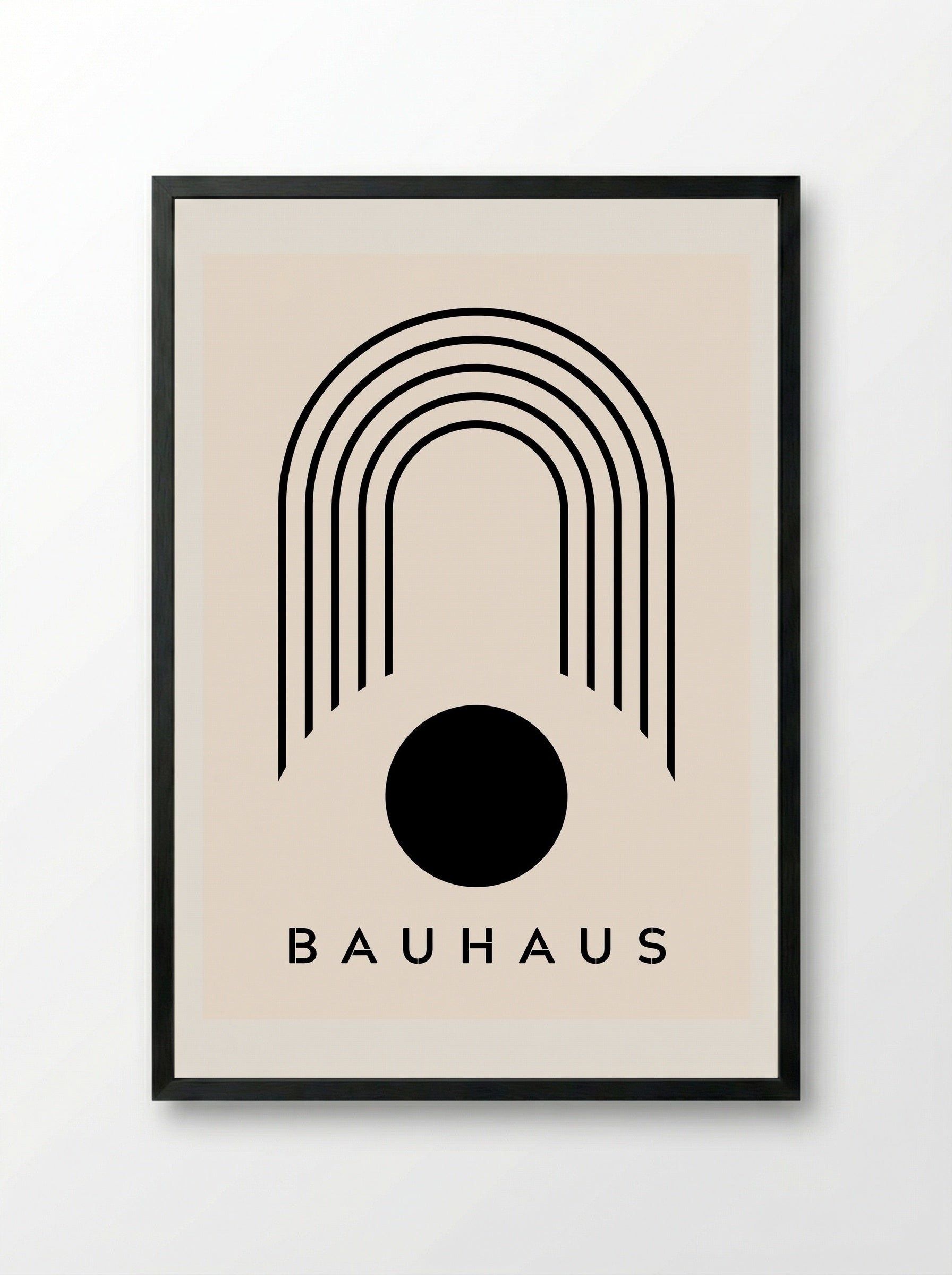 Bauhaus Geometric Eclipse - Framed Print Black