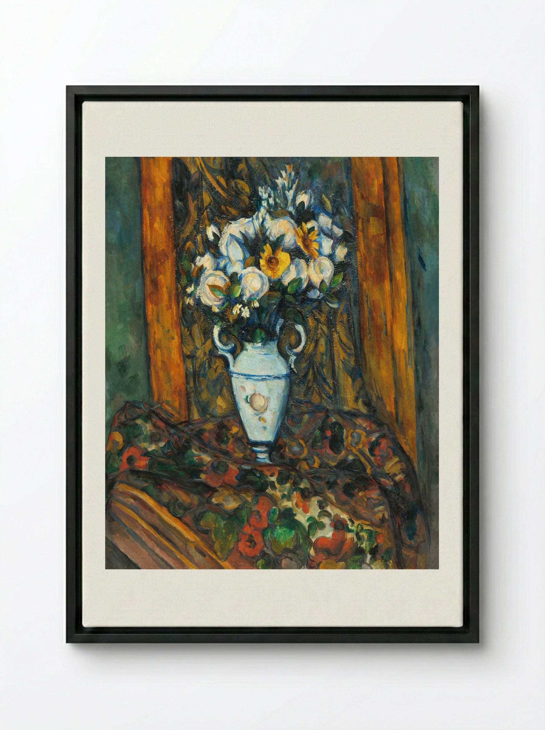Vase of Flowers - Paul Cézanne - Framed Canvas Black