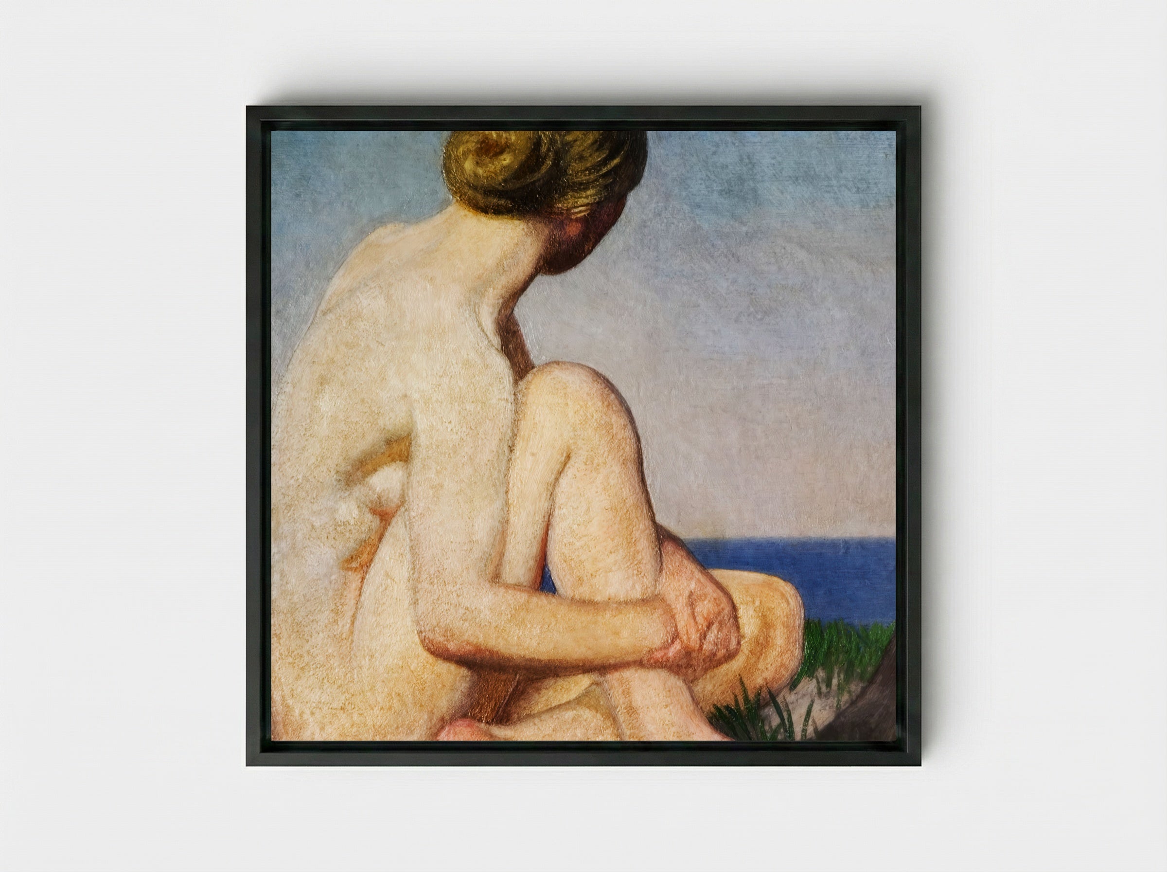 The Watcher - George Clausen - Framed Canvas Black