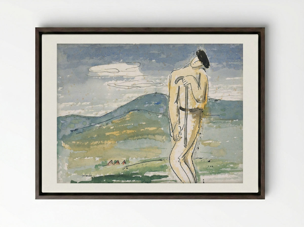 A Weary Pilgrim - Mikuláš Galanda - Framed Canvas Dark Wood