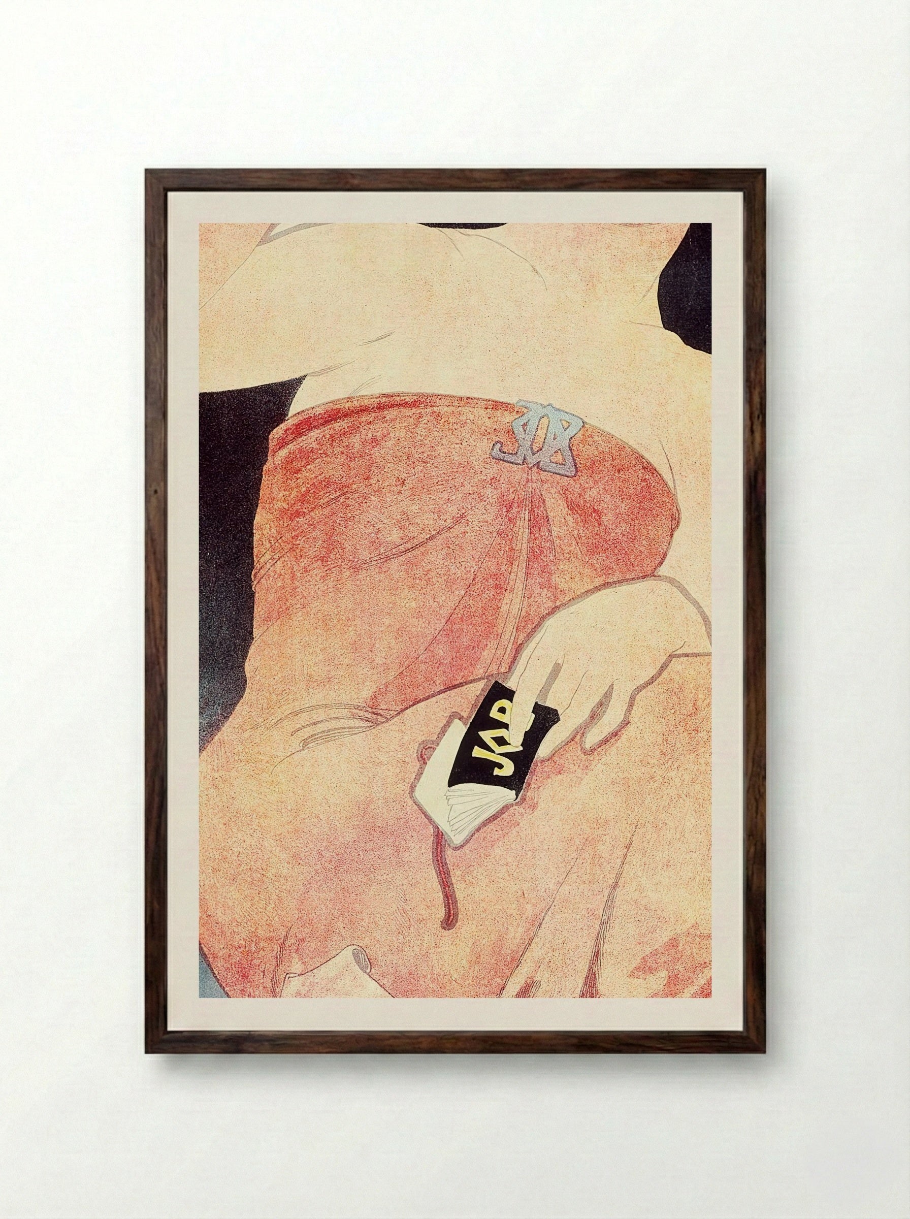 JOB (Woman Smoking) - Alphonse Mucha - Framed Print Dark Wood