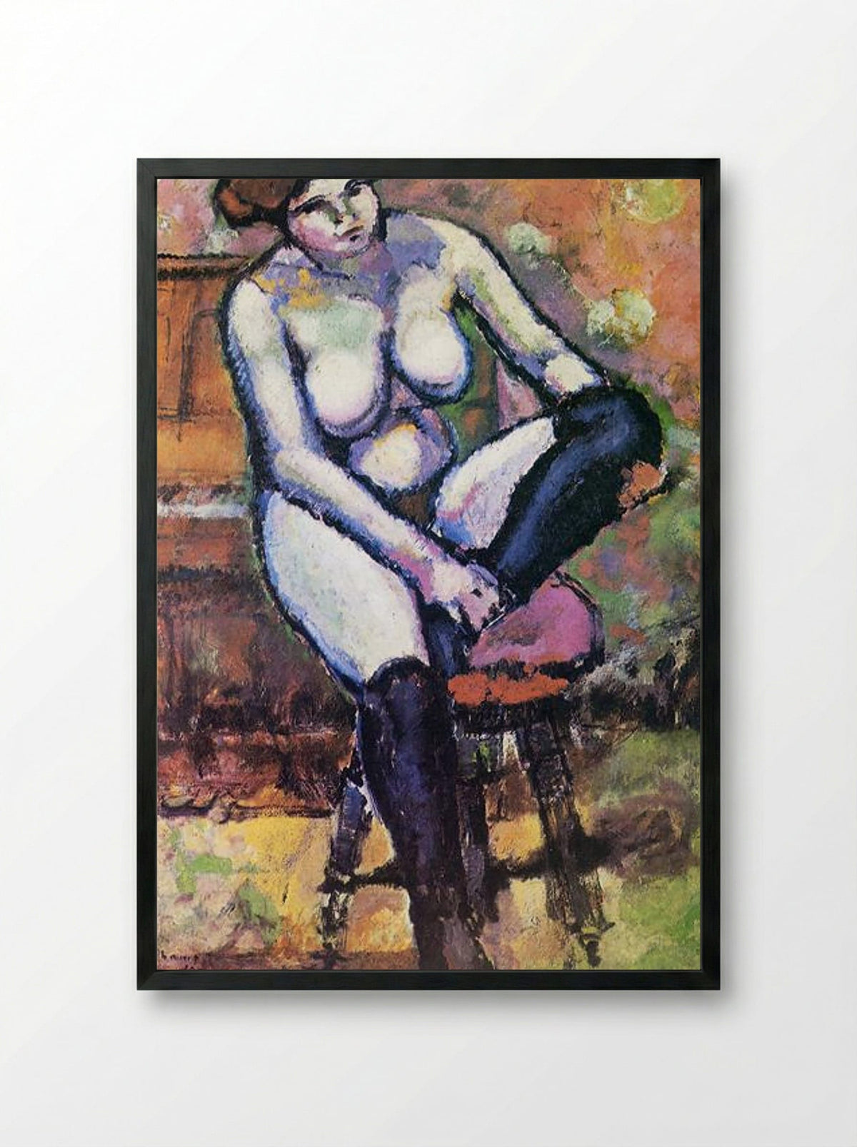Nude with Black Stockings - Marcel Duchamp - Framed Print Black