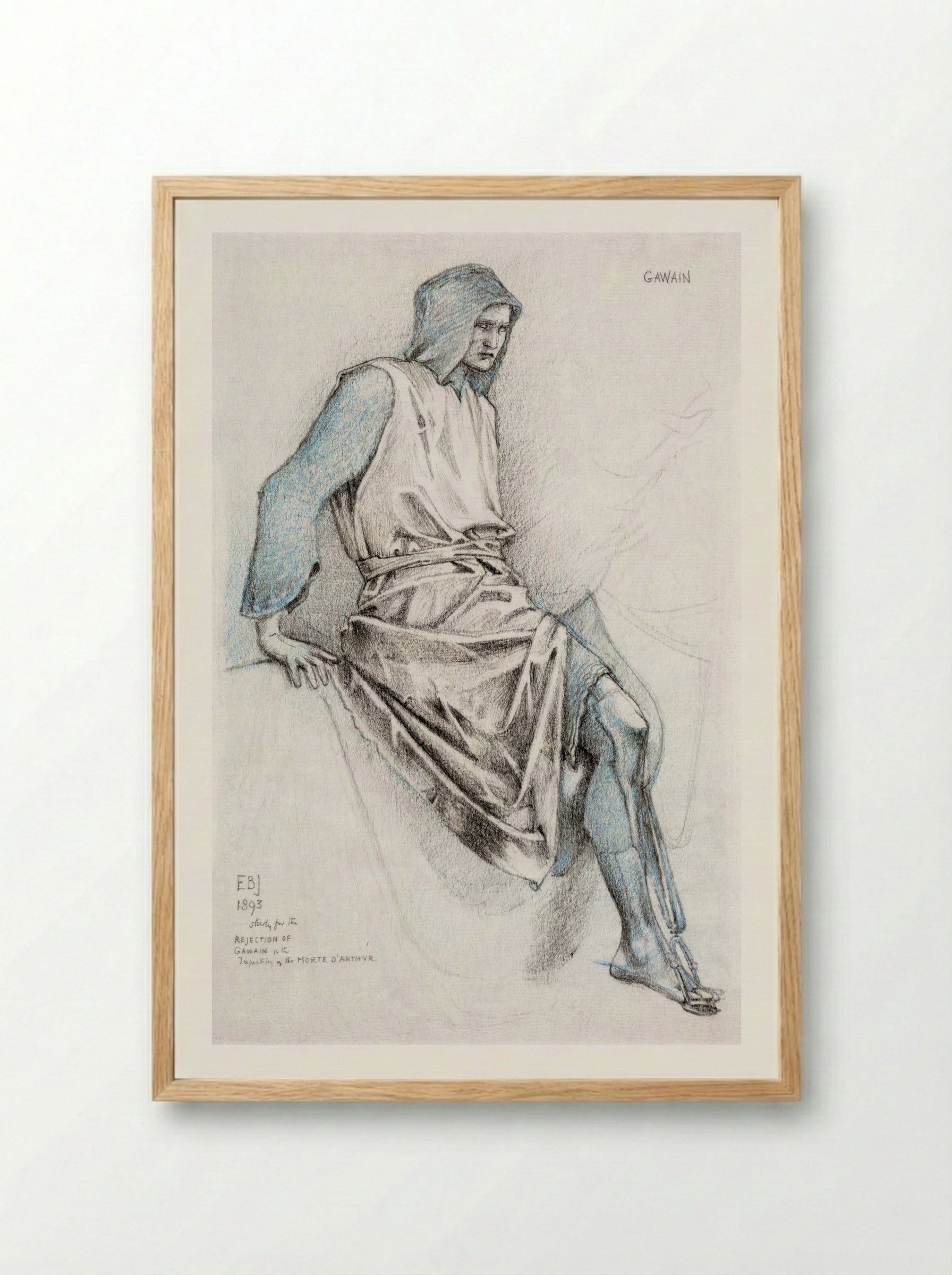 Study for 'The Failure of Gawaine' - Edward Burne-Jones - Framed Print Wood