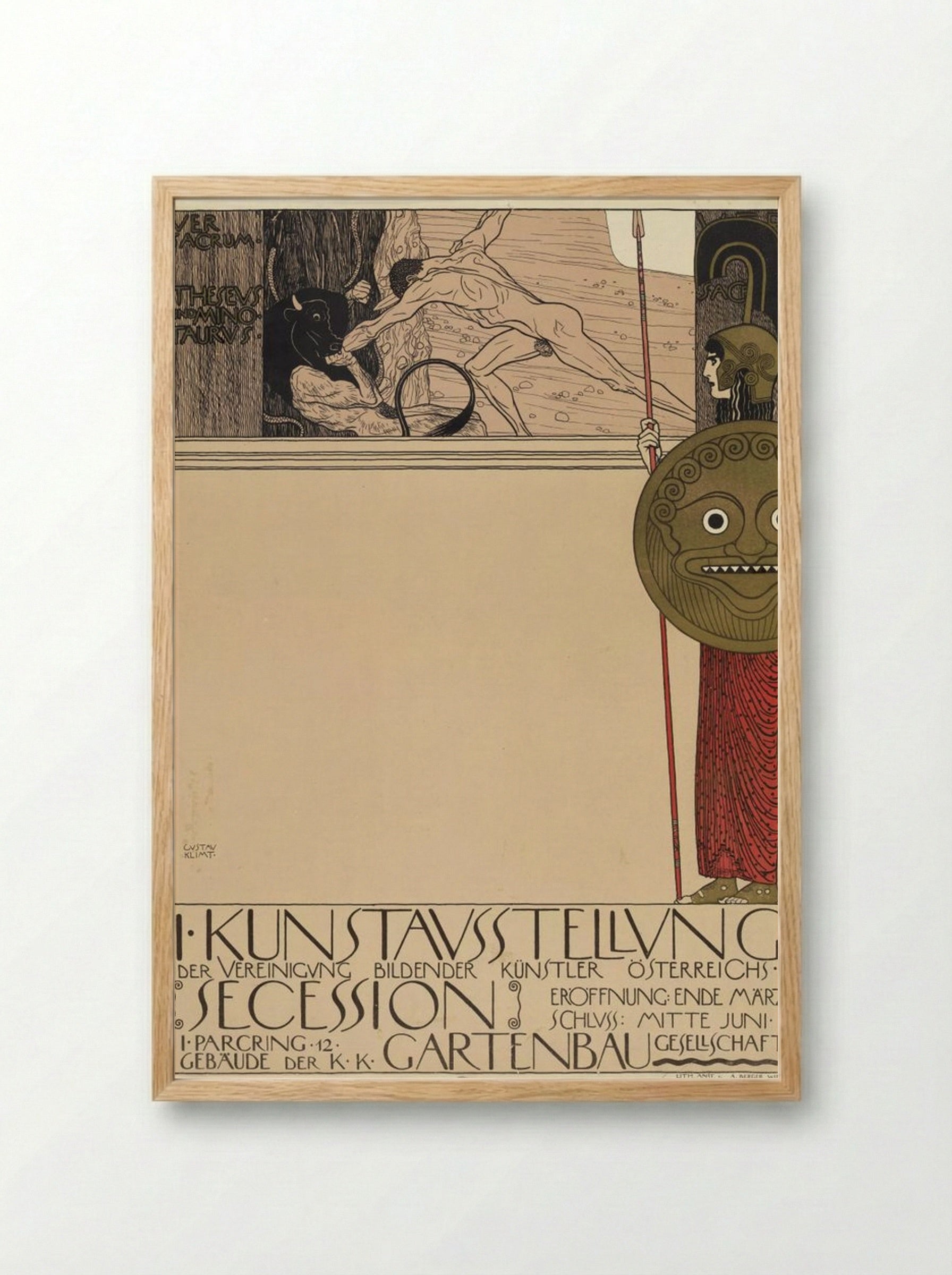 Poster for the 1st Secession Exhibition - Gustav Klimt - Framed Print Wood