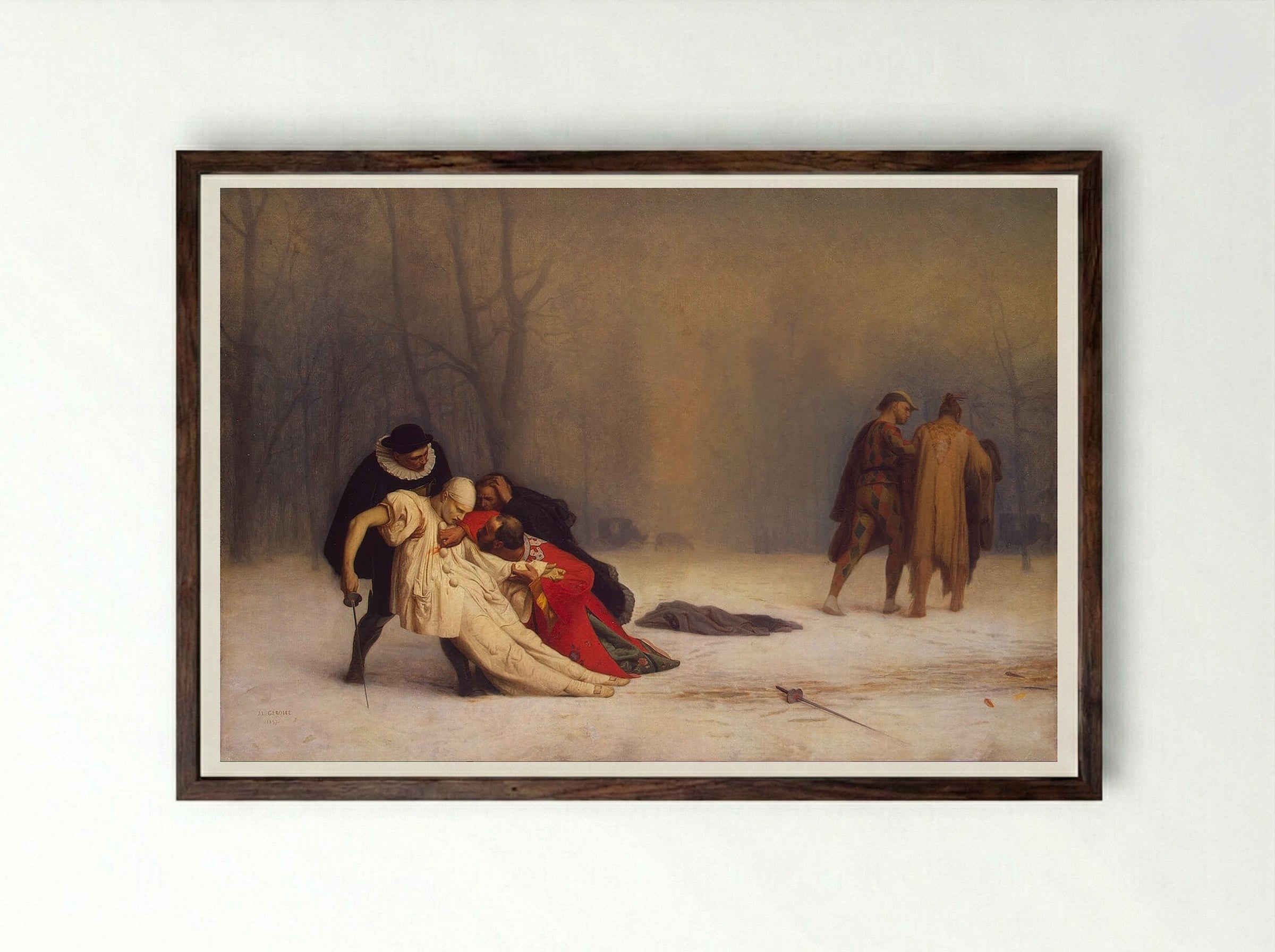 The Duel After the Masquerade - Jean-Léon Gérôme - Framed Print Dark Wood