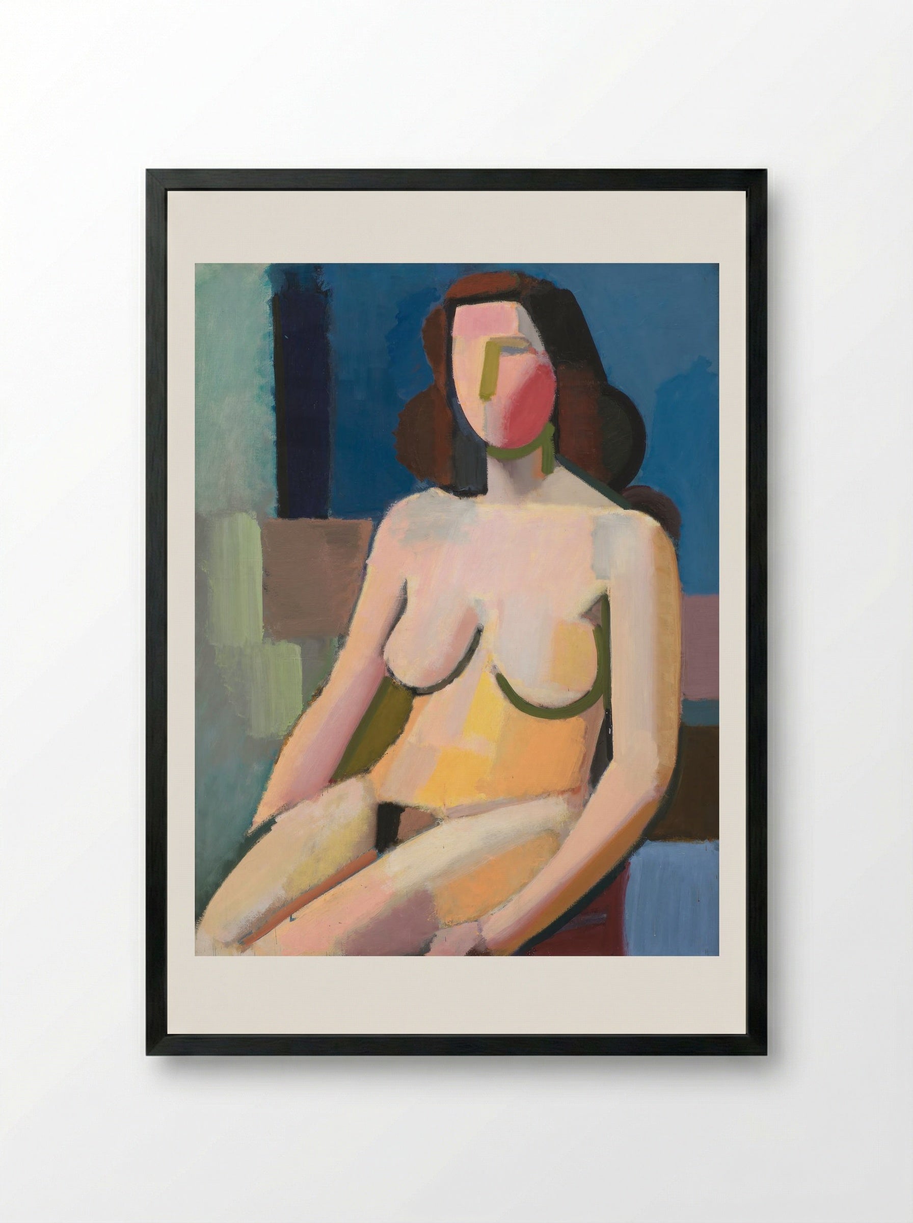 Seated Female Model - Vilhelm Lundstrøm - Framed Print Black