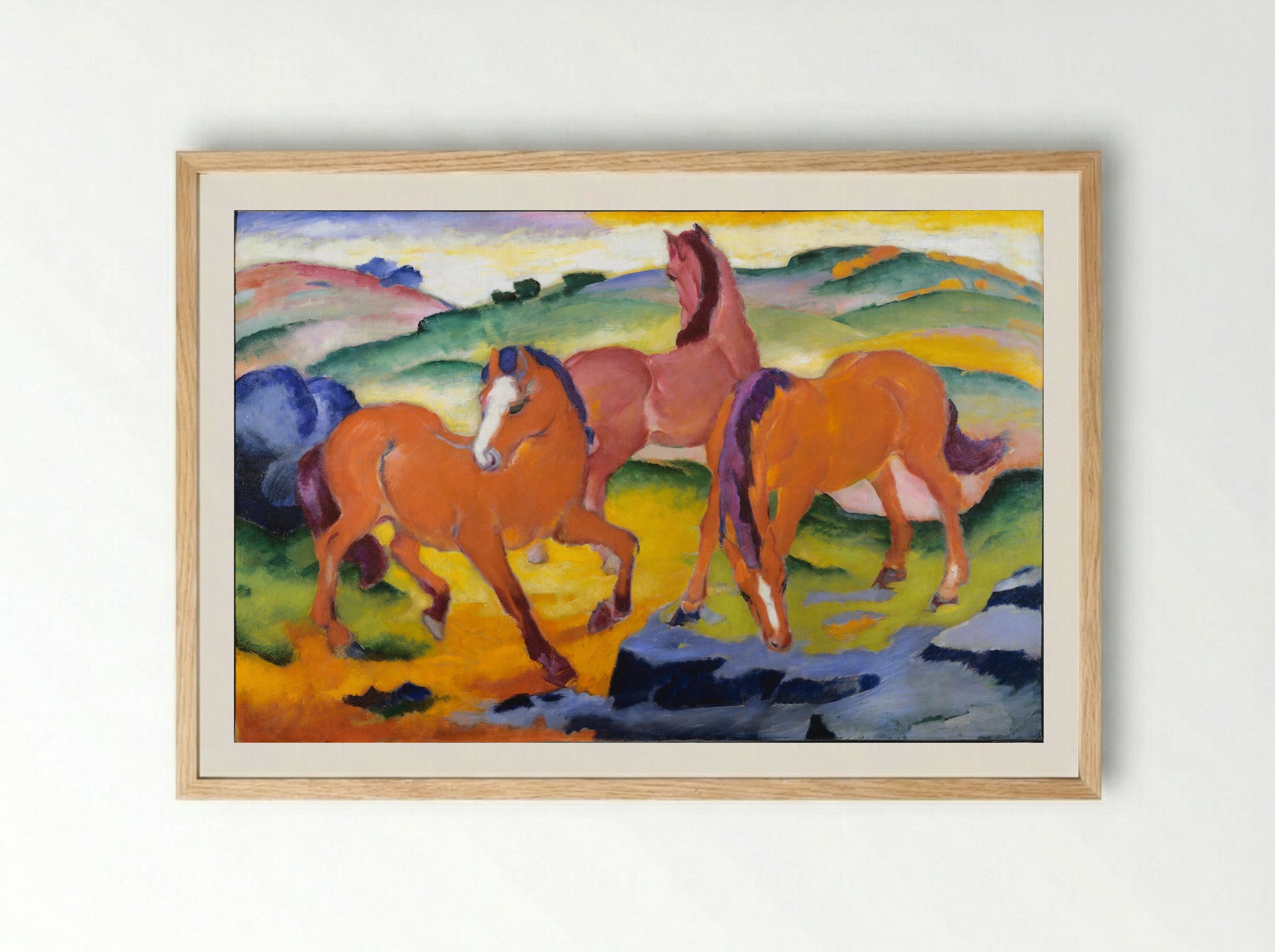 Grazing Horses IV - Franz Marc - Framed Print Wood