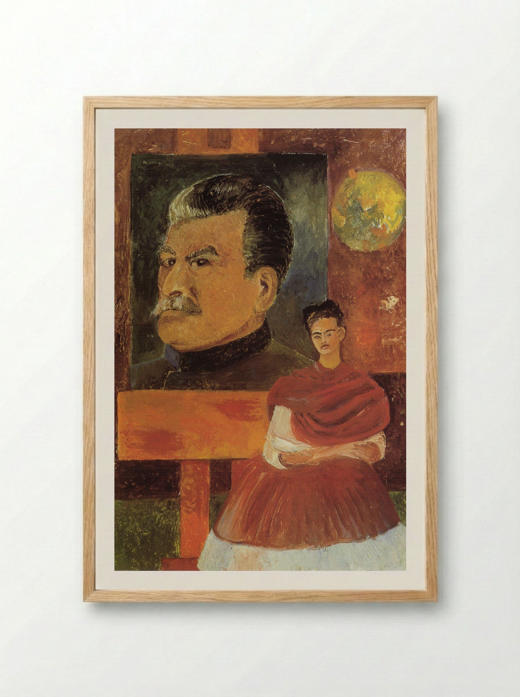 Self-Portrait with Stalin - Frida Kahlo - Framed Print Wood