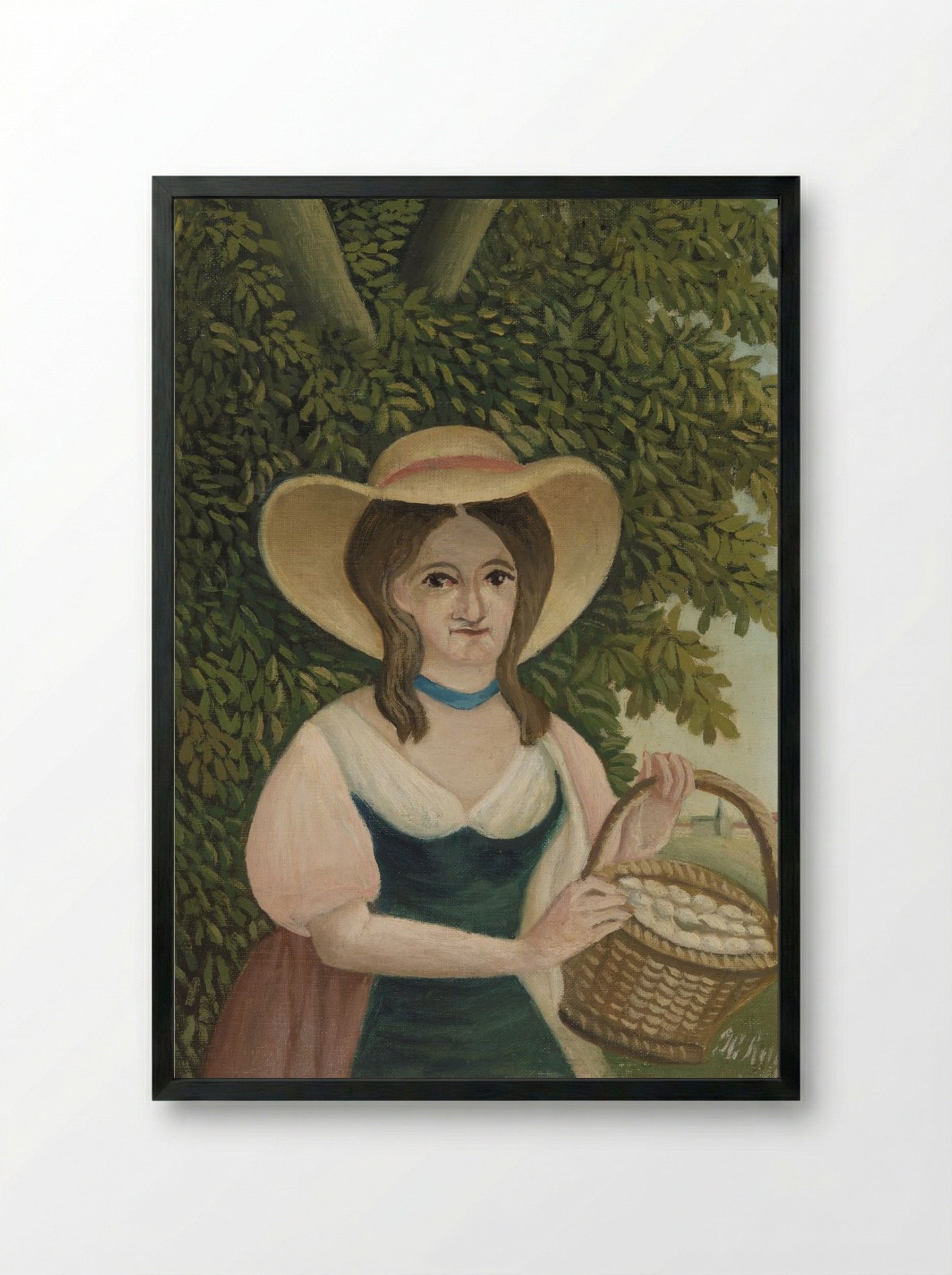 Woman with Basket of Eggs (La Femme au panier d'œufs) - Henri Rousseau - Framed Print Black