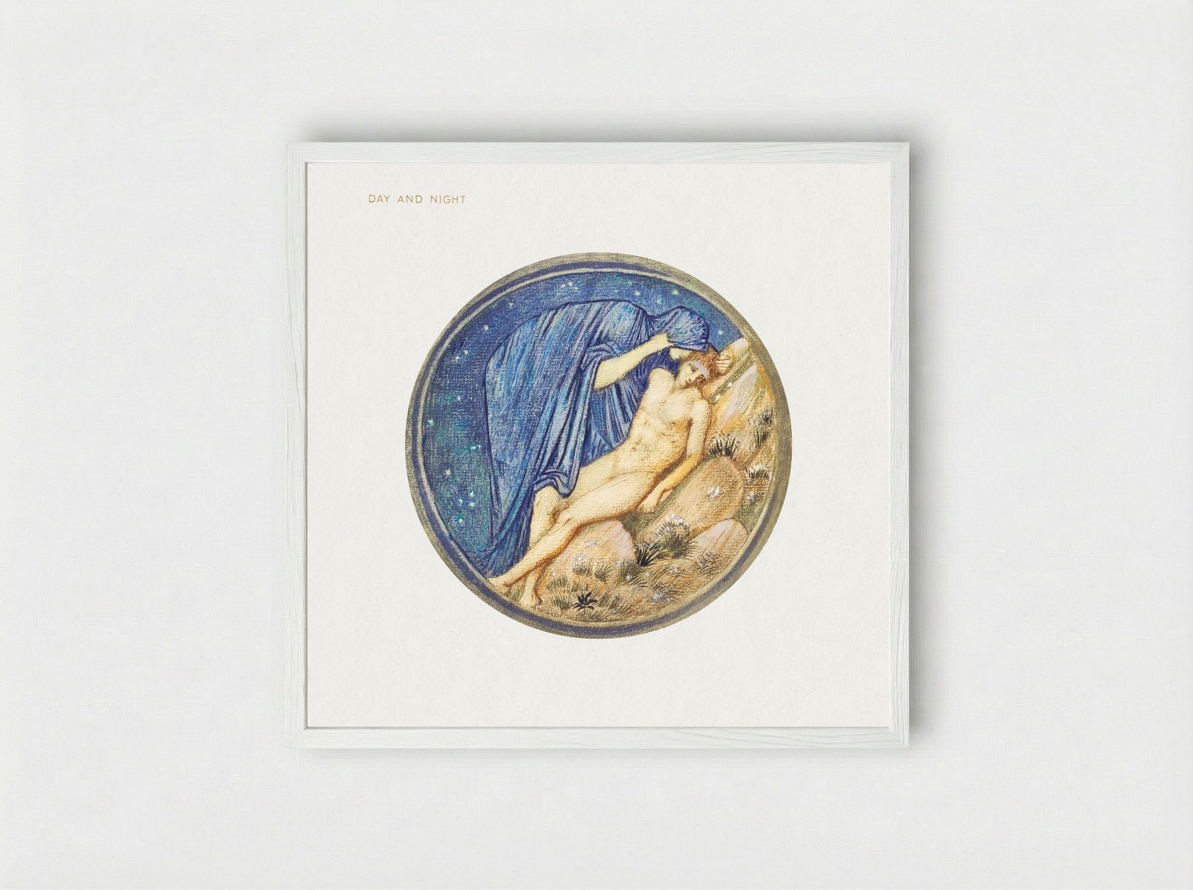 Day and Night from The Flower Book - Edward Burne-Jones - Framed Print White
