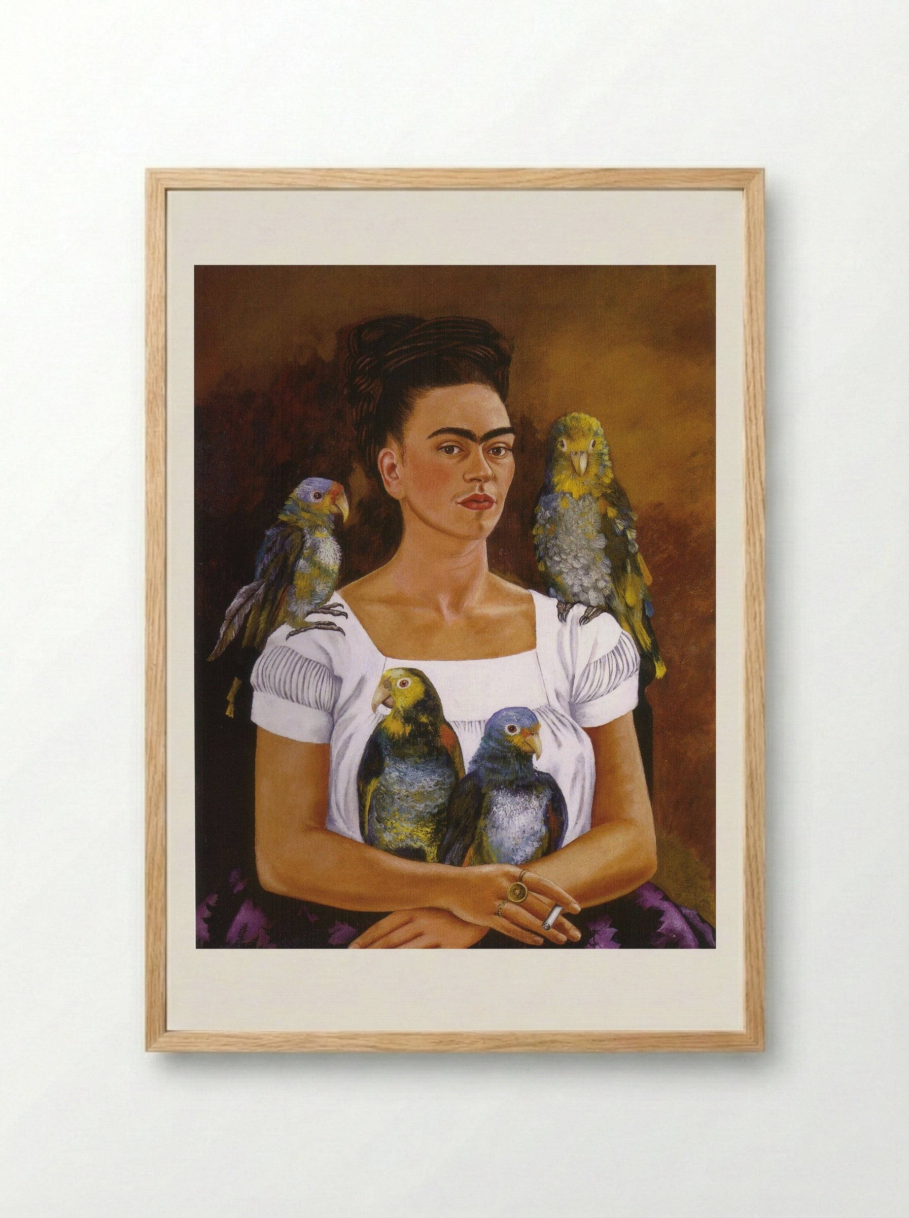 Me and My Parrots - Frida Kahlo - Framed Print Wood