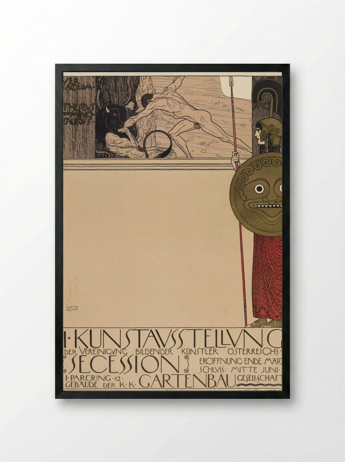 Poster for the 1st Secession Exhibition - Gustav Klimt - Framed Print Black