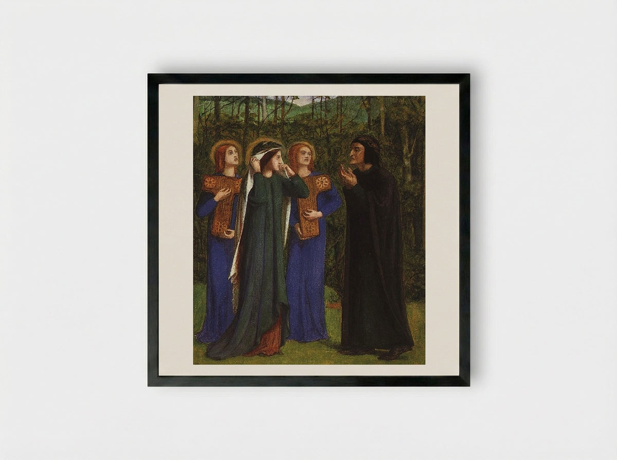 The Meeting of Dante and Beatrice in Paradise - William Blake - Framed Print Black