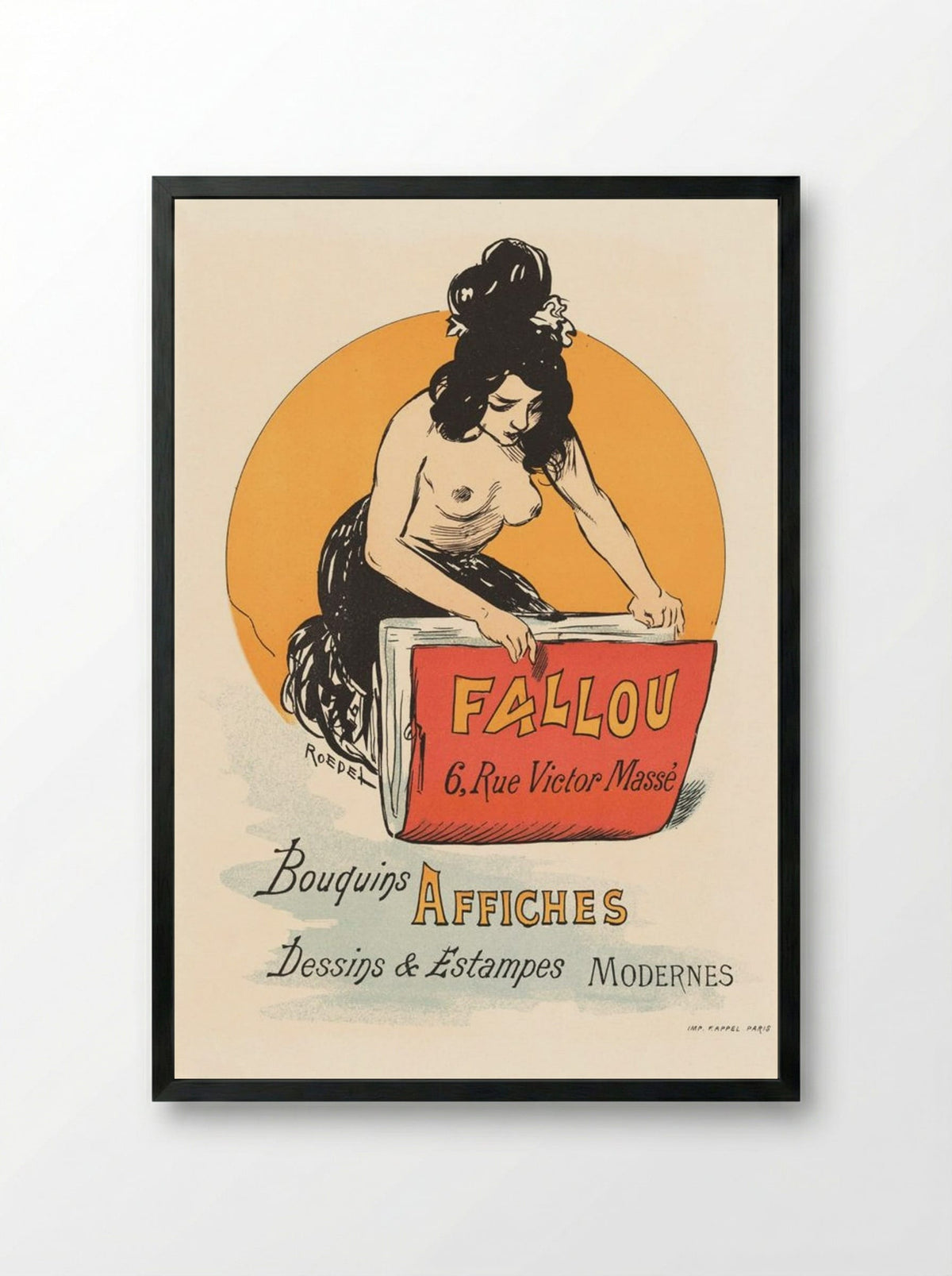 Affiche pour Book- en Prenthandel Fallou te Parijs - Roedel - Framed Print Black