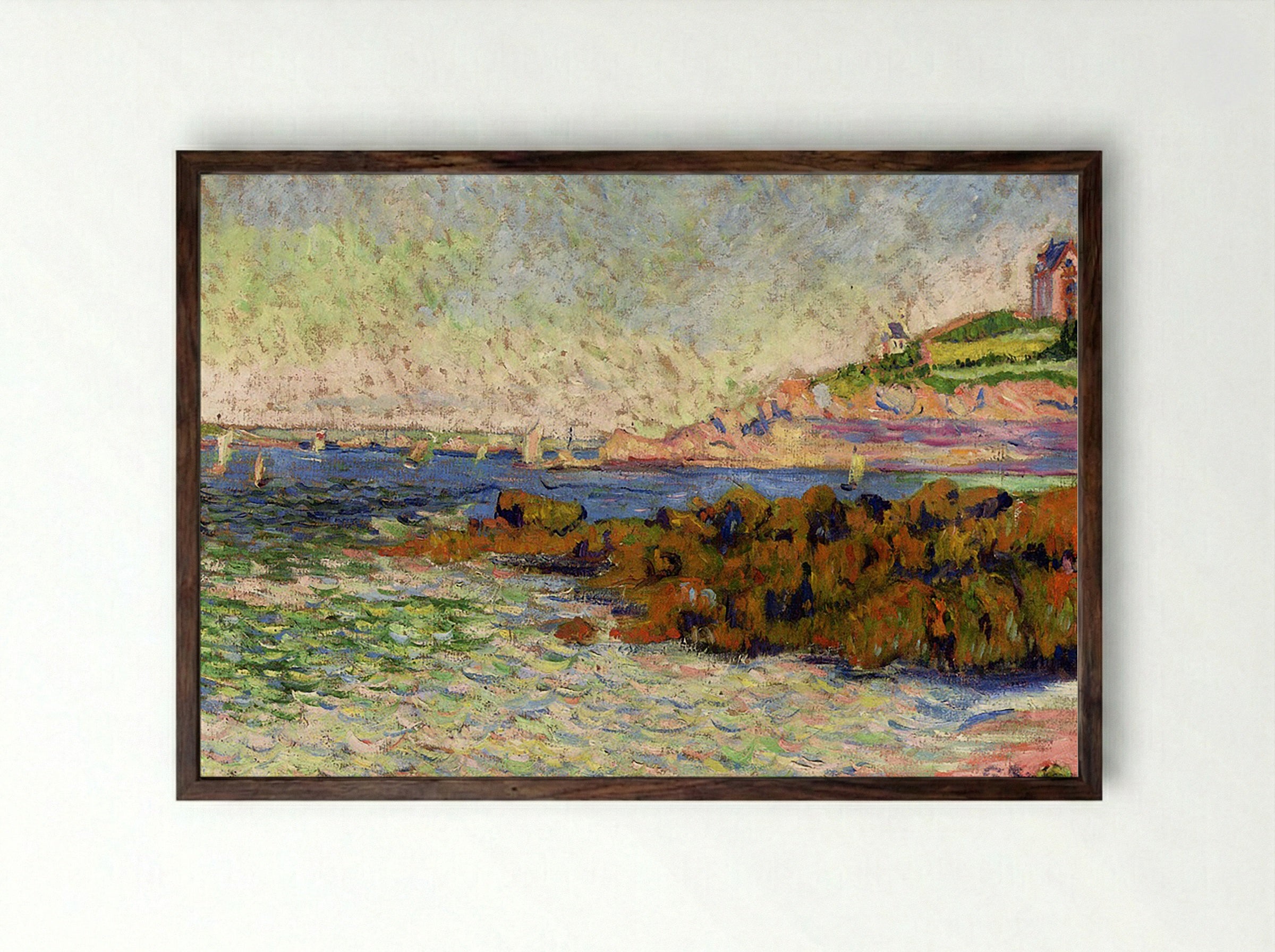 Saint-Briac, Le Balise du Cheval - Paul Signac - Framed Print Dark Wood