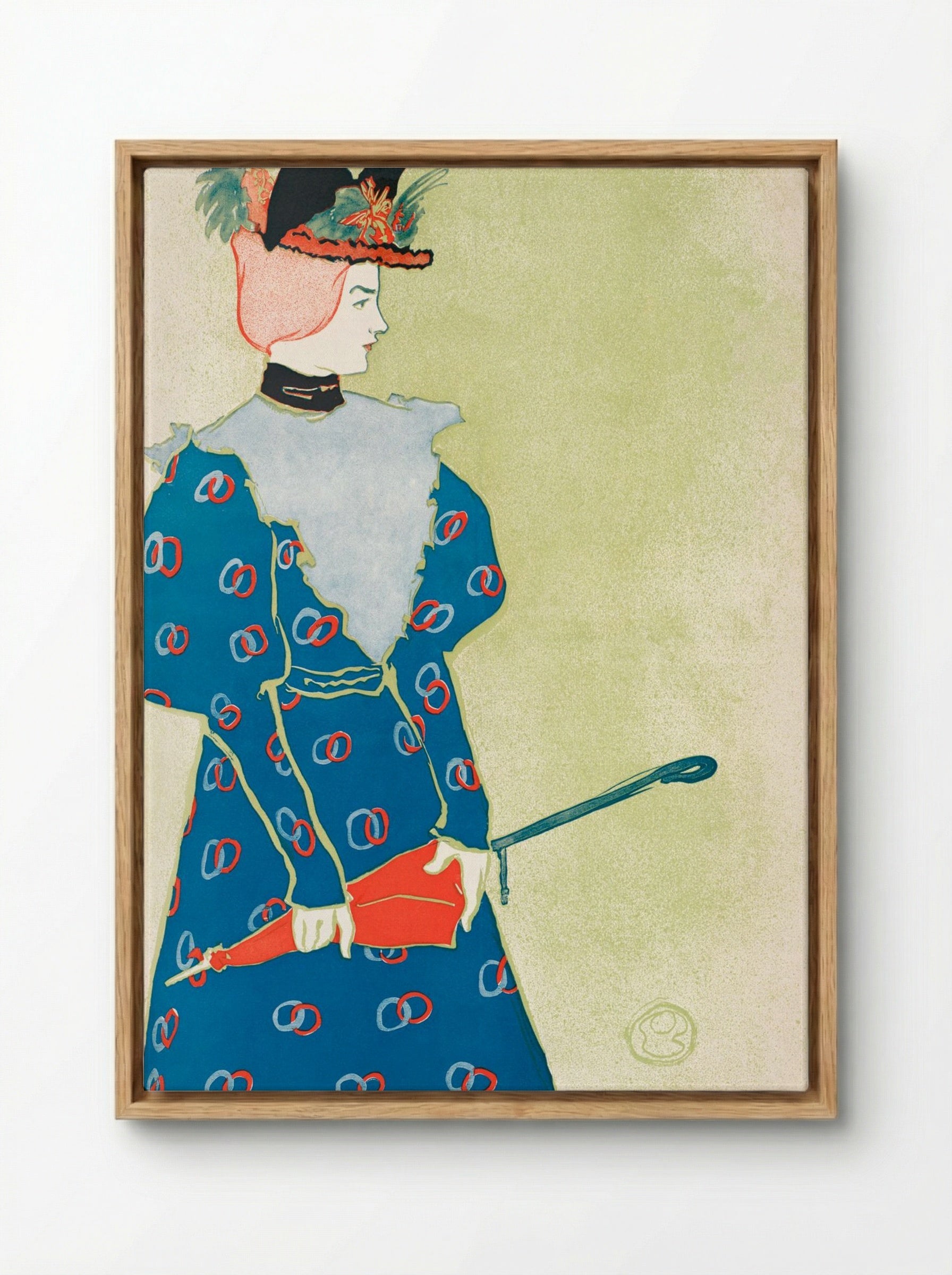 Woman Holding Umbrella - Edward Penfield - Framed Canvas Wood