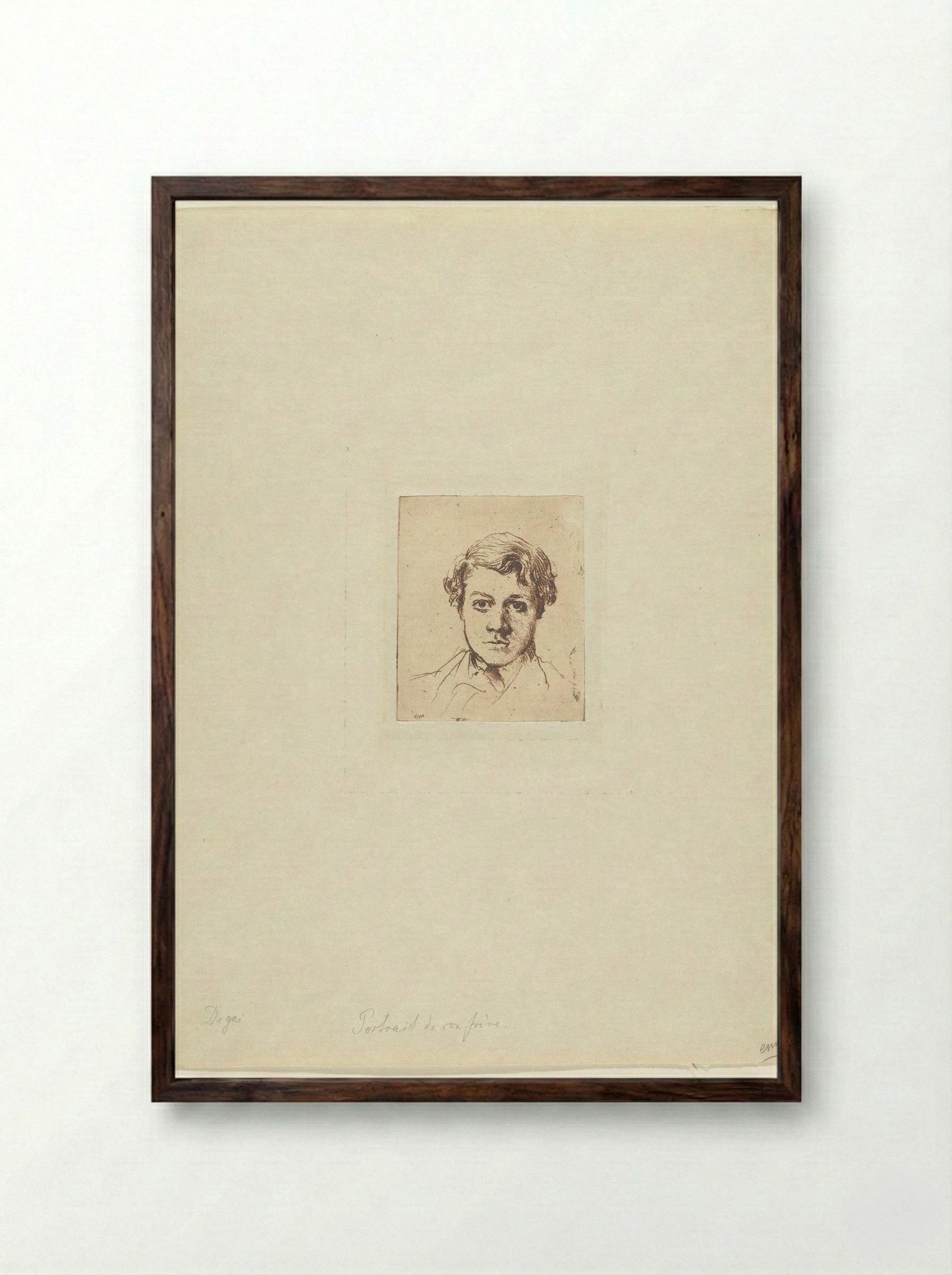 Portrait of the Artist's Brother, René Degas - Edgar Degas - Framed Print Dark Wood
