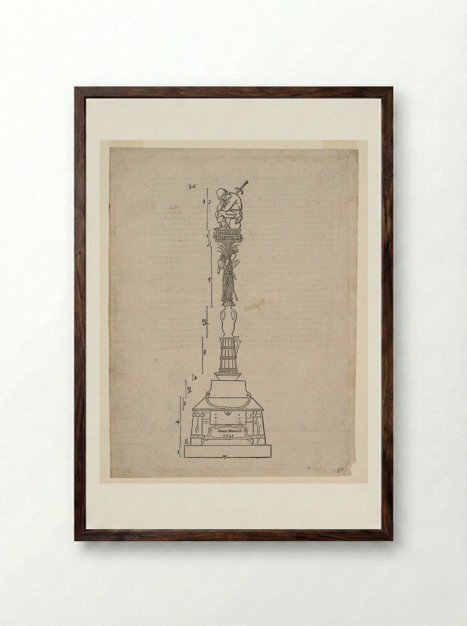 Column of Victory for the Subjugation of the Peasants - Albrecht Dürer - Framed Print Dark Wood