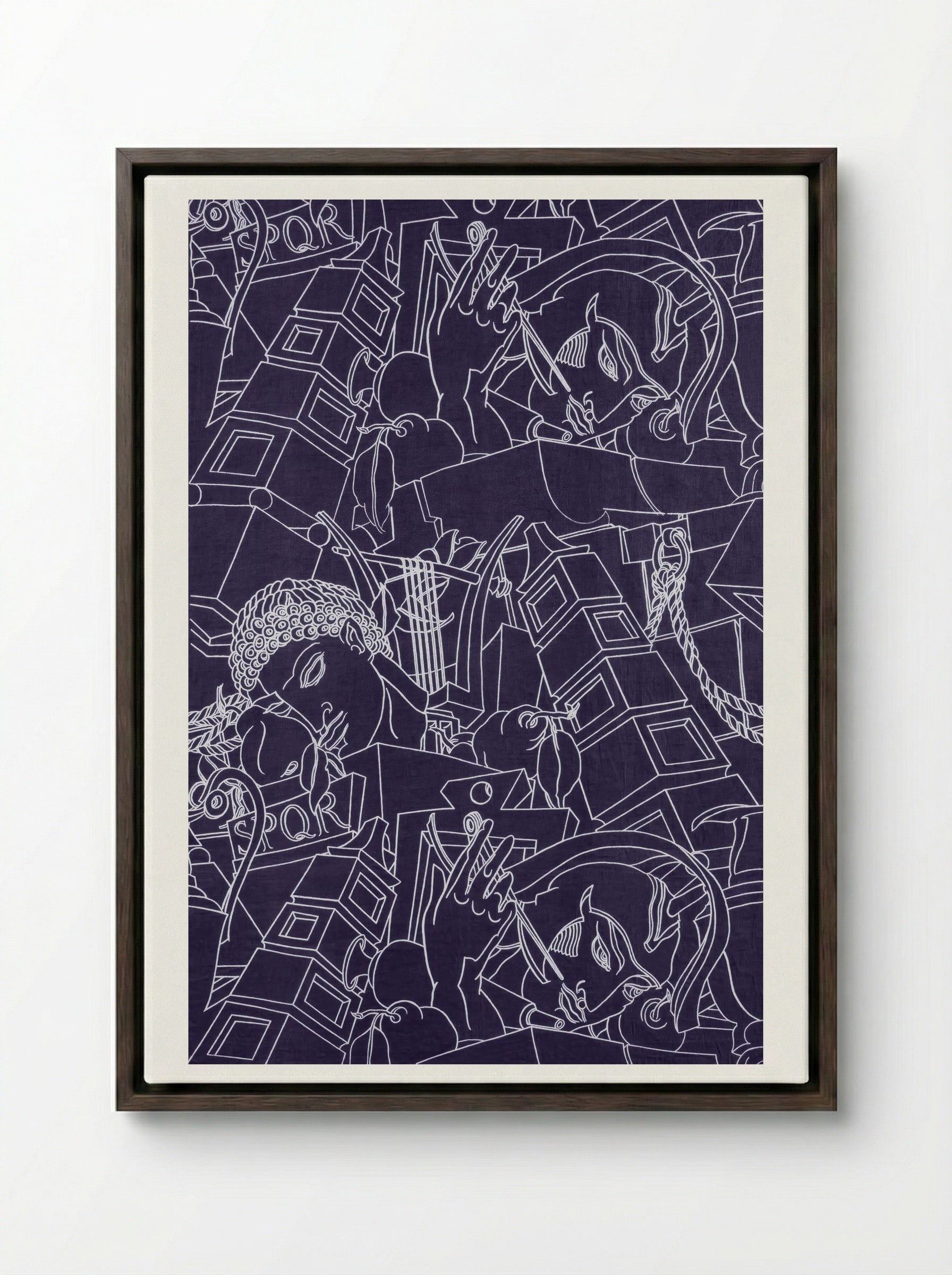 SPQR (Textile Design) - Victor Proetz - Framed Canvas Dark Wood