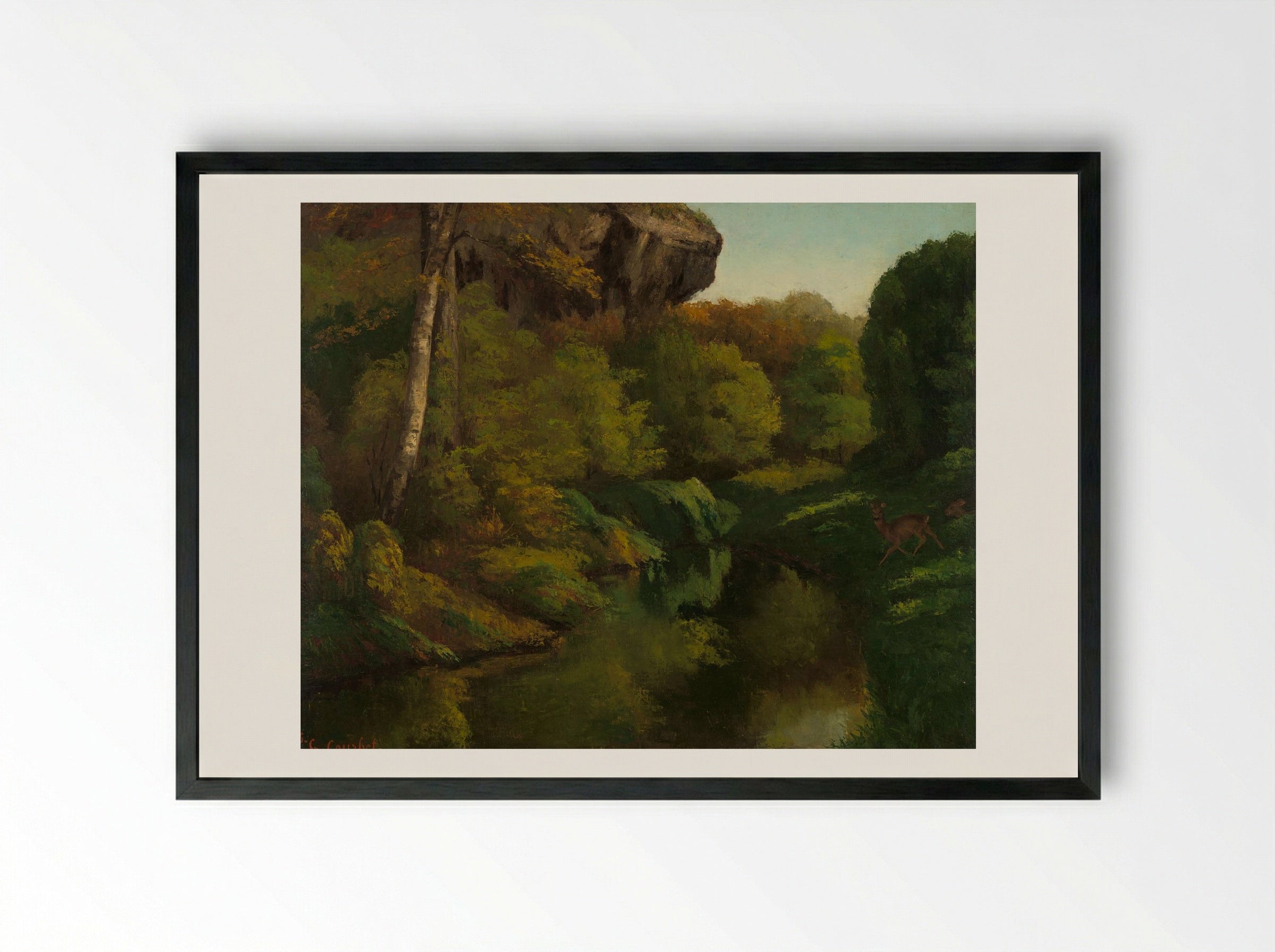 Gezicht in het bos van Fontainebleau - Gustave Courbet - Framed Print Black