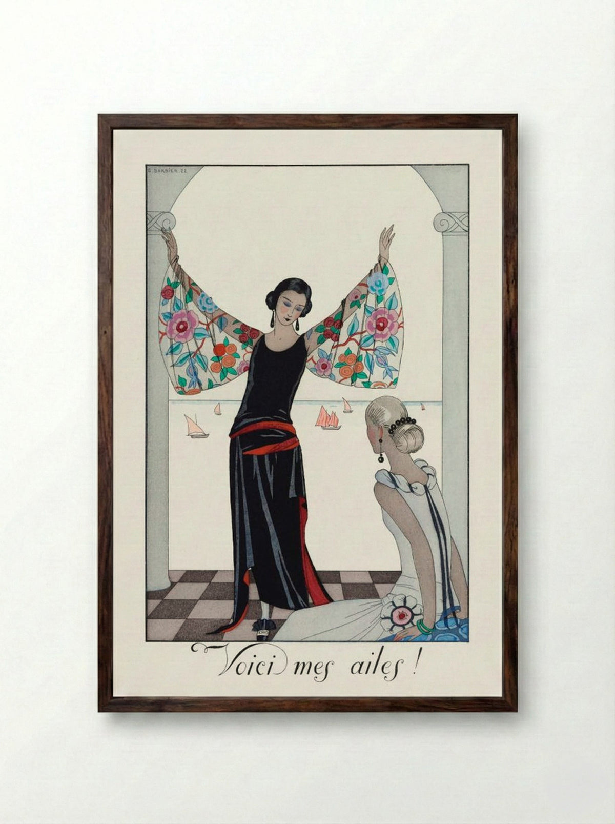 Voici mes ailes! - George Barbier - Framed Print Dark Wood