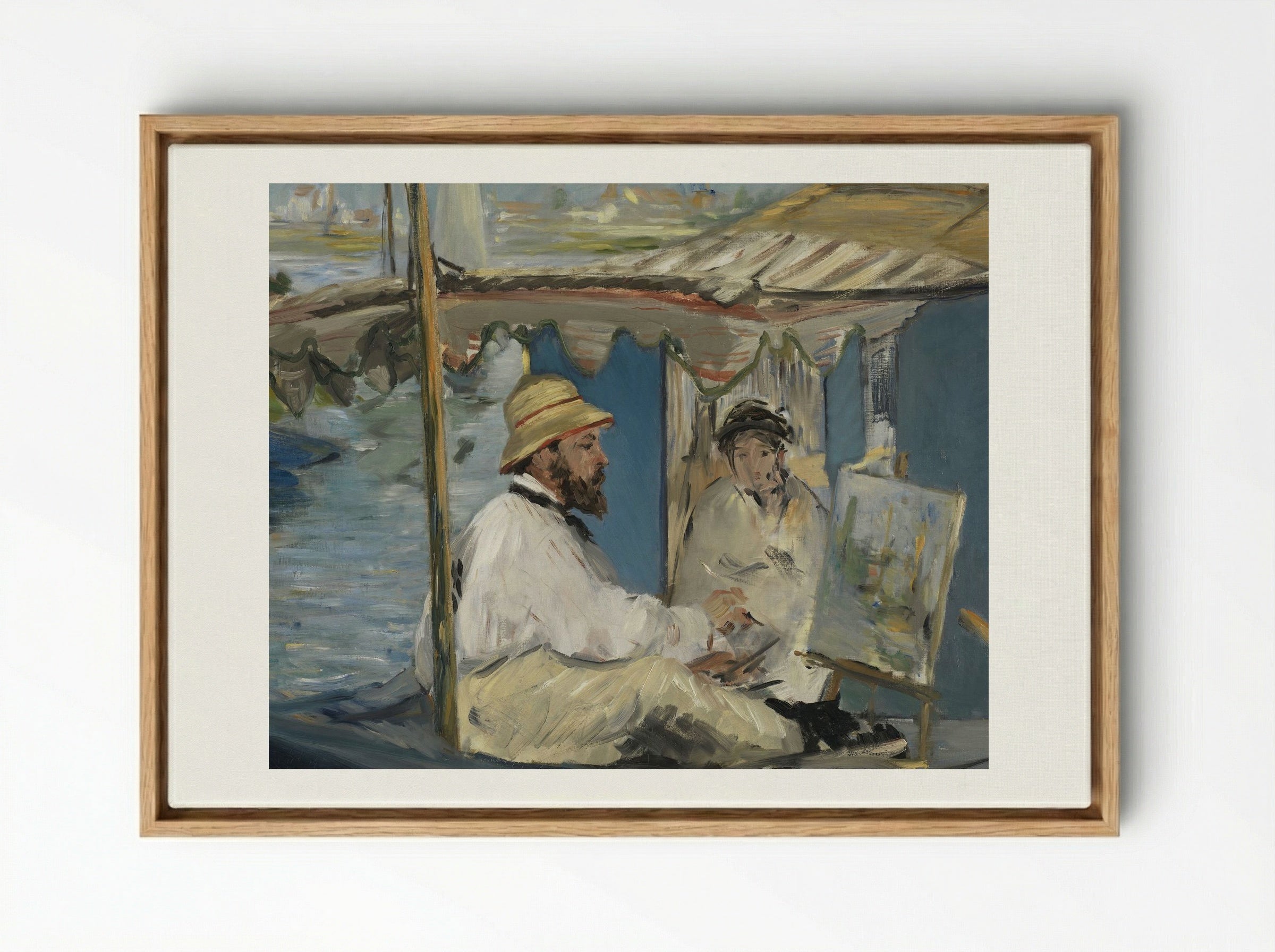 Claude Monet Painting in his Studio - Édouard Manet - Framed Canvas Wood