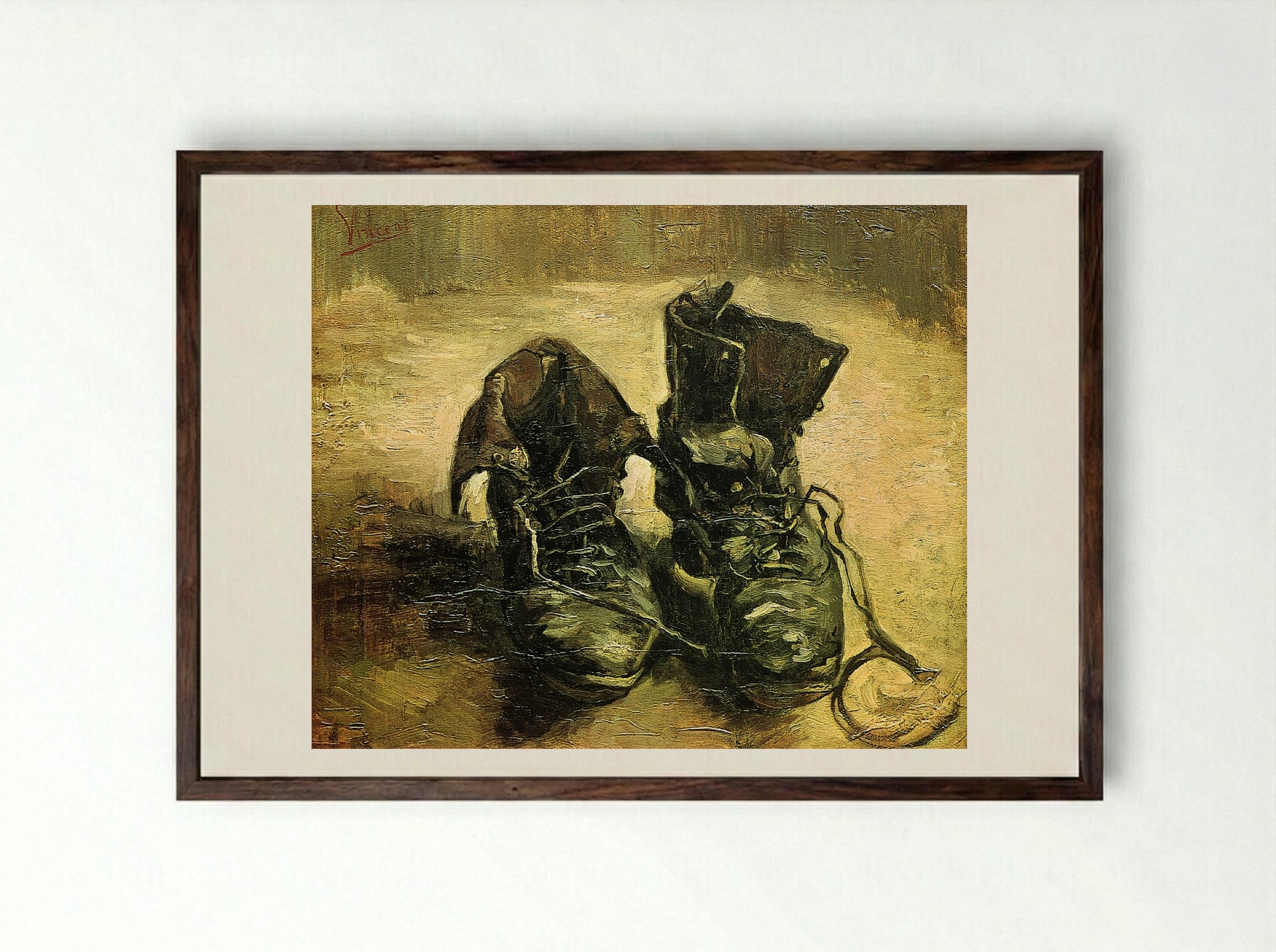 A Pair of Shoes - Vincent van Gogh - Framed Print Dark Wood